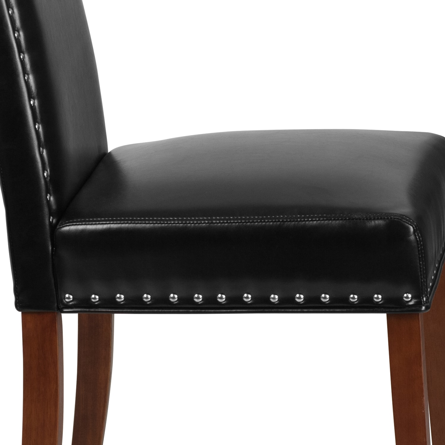 Flash Furniture Hercules Hampton Hill Parsons Chair With Nail Trim, Black/Wood Grain - Image 7