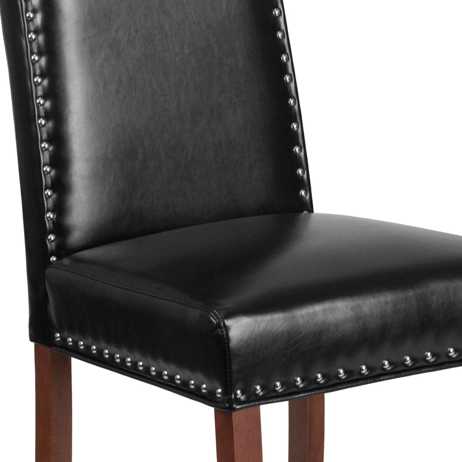Flash Furniture Hercules Hampton Hill Parsons Chair With Nail Trim, Black/Wood Grain - Image 11