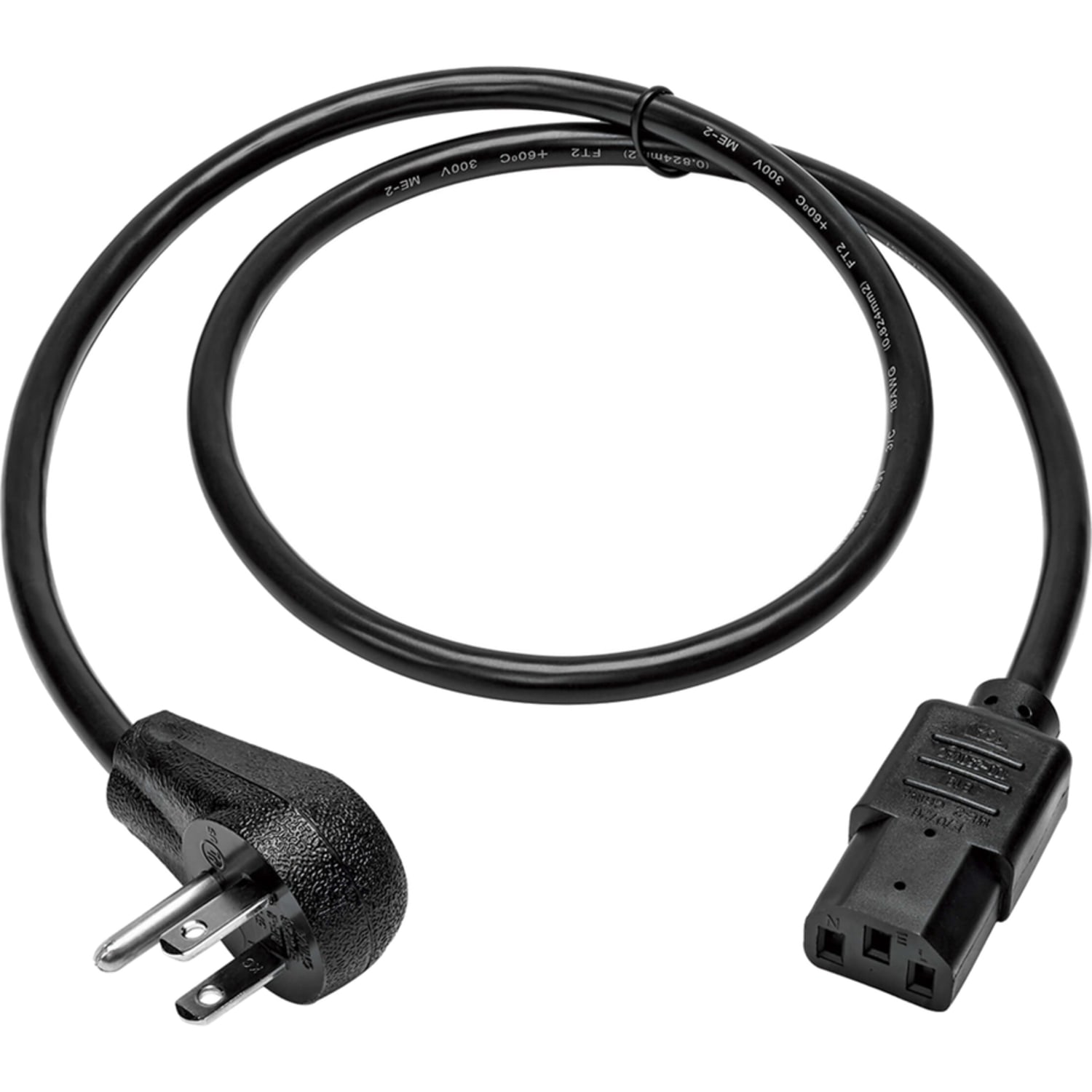 Eaton Tripp Lite Series Desktop Computer AC Power Cord, Right-Angle NEMA 5-15P to C13 - 10A, 125V, 18 AWG, 15 ft. (4.57 m), Black - Power cable - NEMA 5-15P right-angled to power IEC 60320 C13 - 125 V - 10 A - 15 ft - black - North America - Image 3
