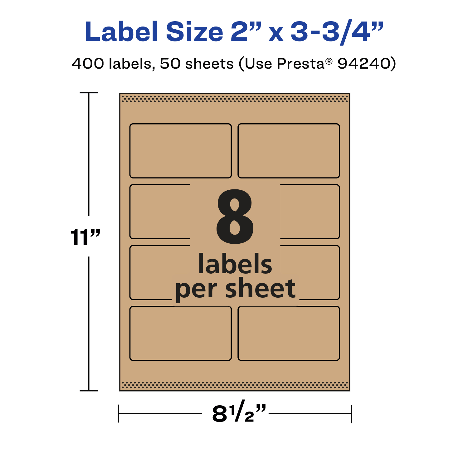 Avery Kraft Permanent Labels With Sure Feed, 94240-KMP50, Rectangle, 2in x 3-3/4in, Brown, Pack Of 400 - Image 6