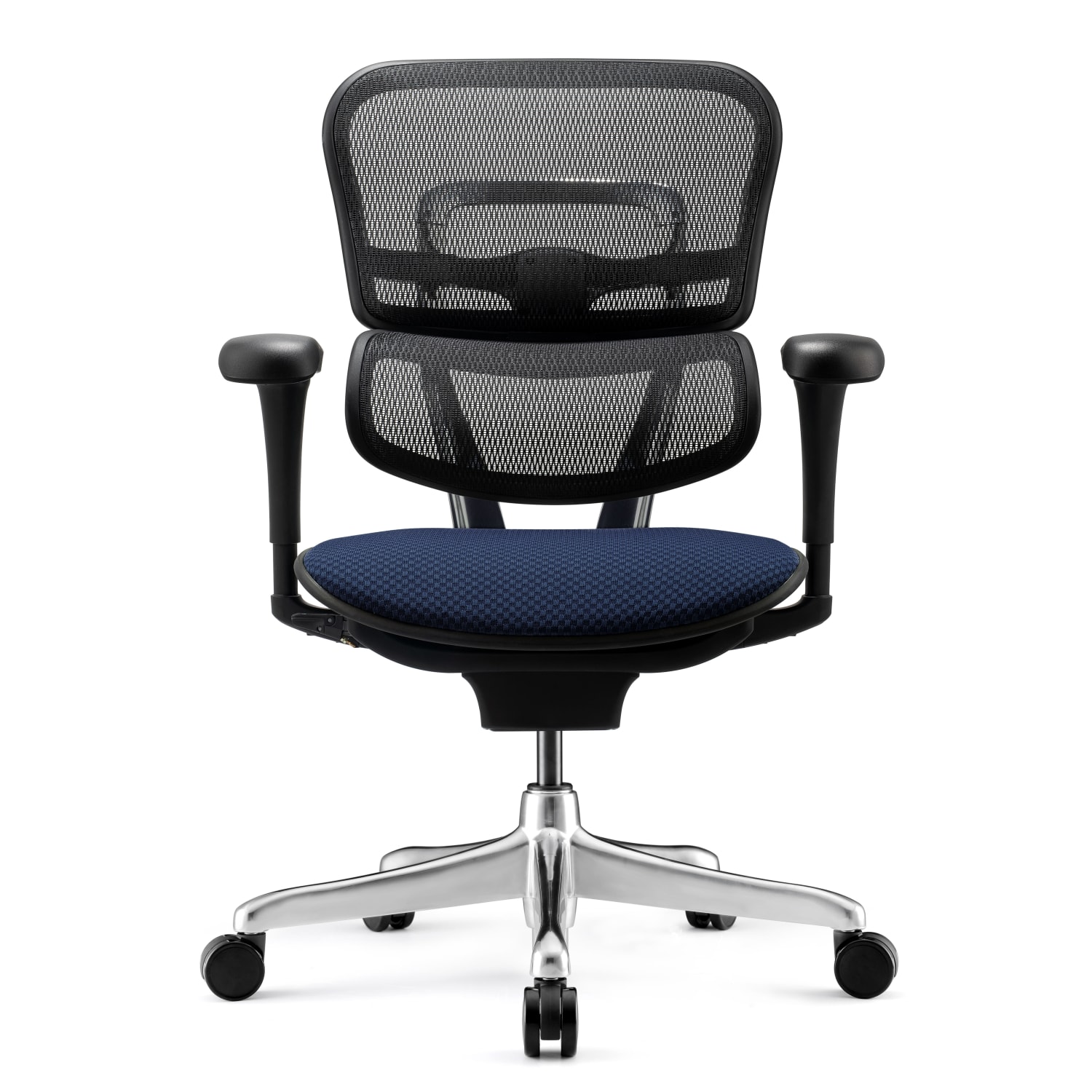 WorkPro 12000 V2 Series Ergonomic Mesh/Fabric High-Back Office Chair, Navy/Black, BIFMA Compliant