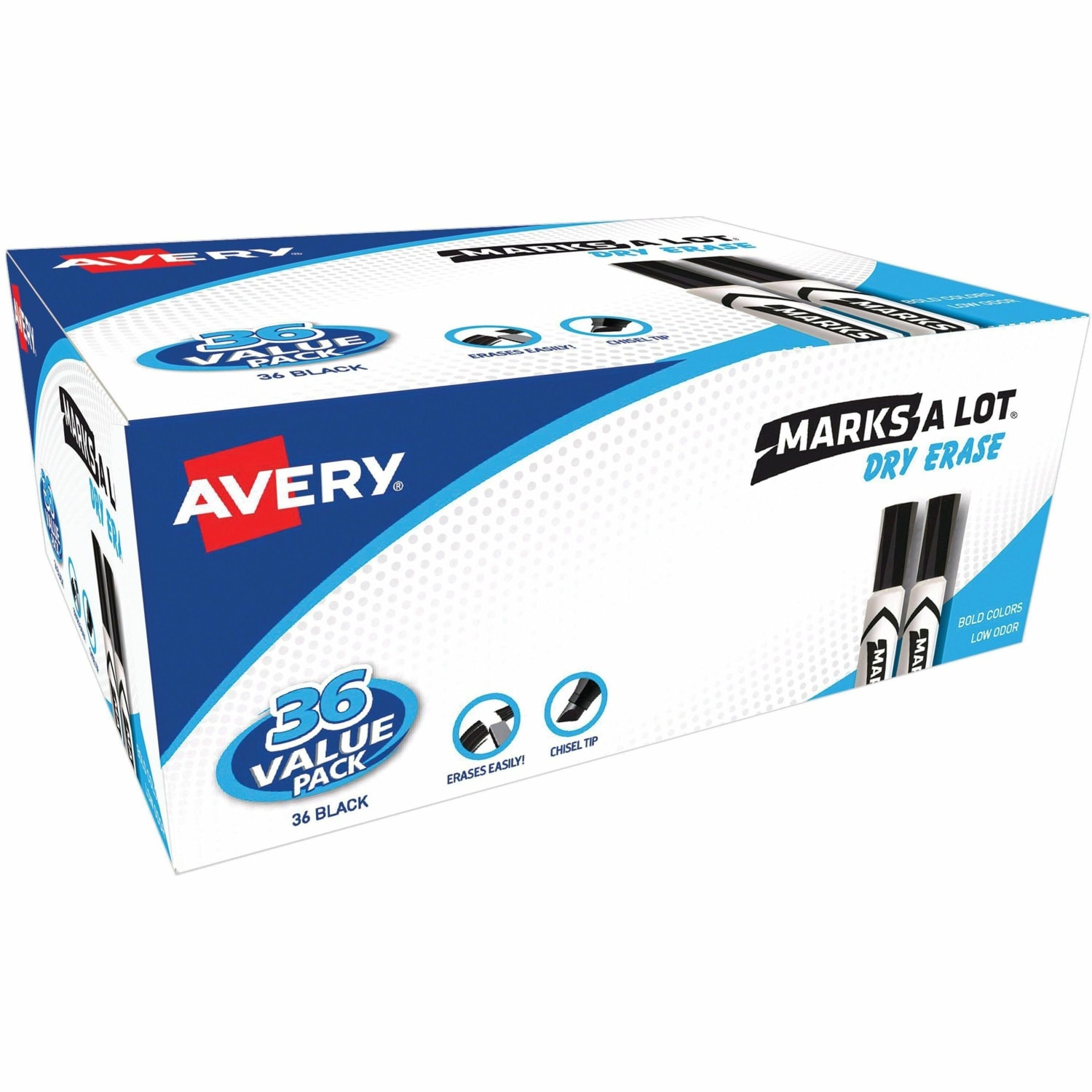 Avery Desk Style Dry Erase Markers - 4.7625 mm Marker Point Size - Chisel Marker Point Style - 36 / Box