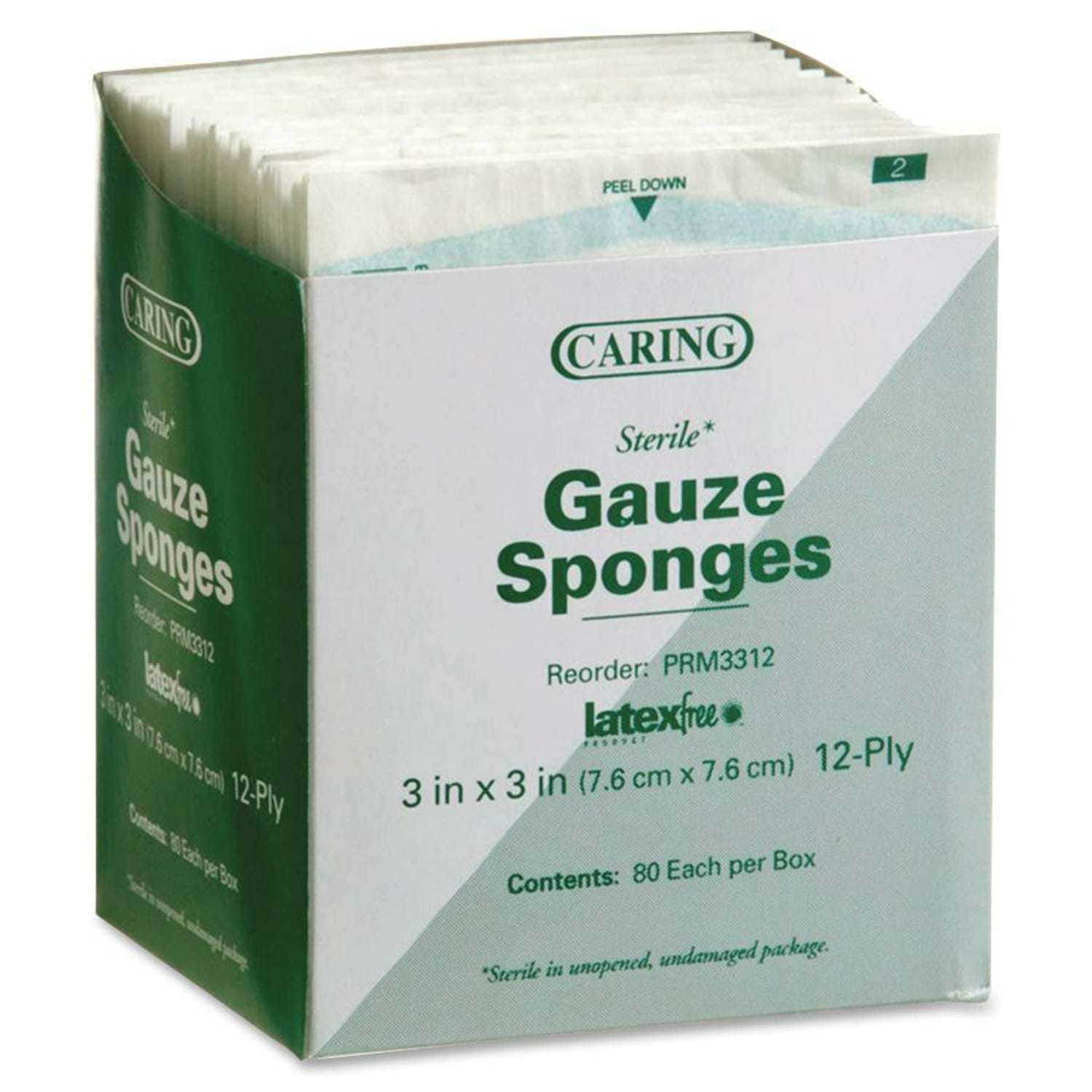 Medline CARING Woven Gauze Sponges, 12-Ply, 3in x 3in, White, Box Of 80 - Image 3
