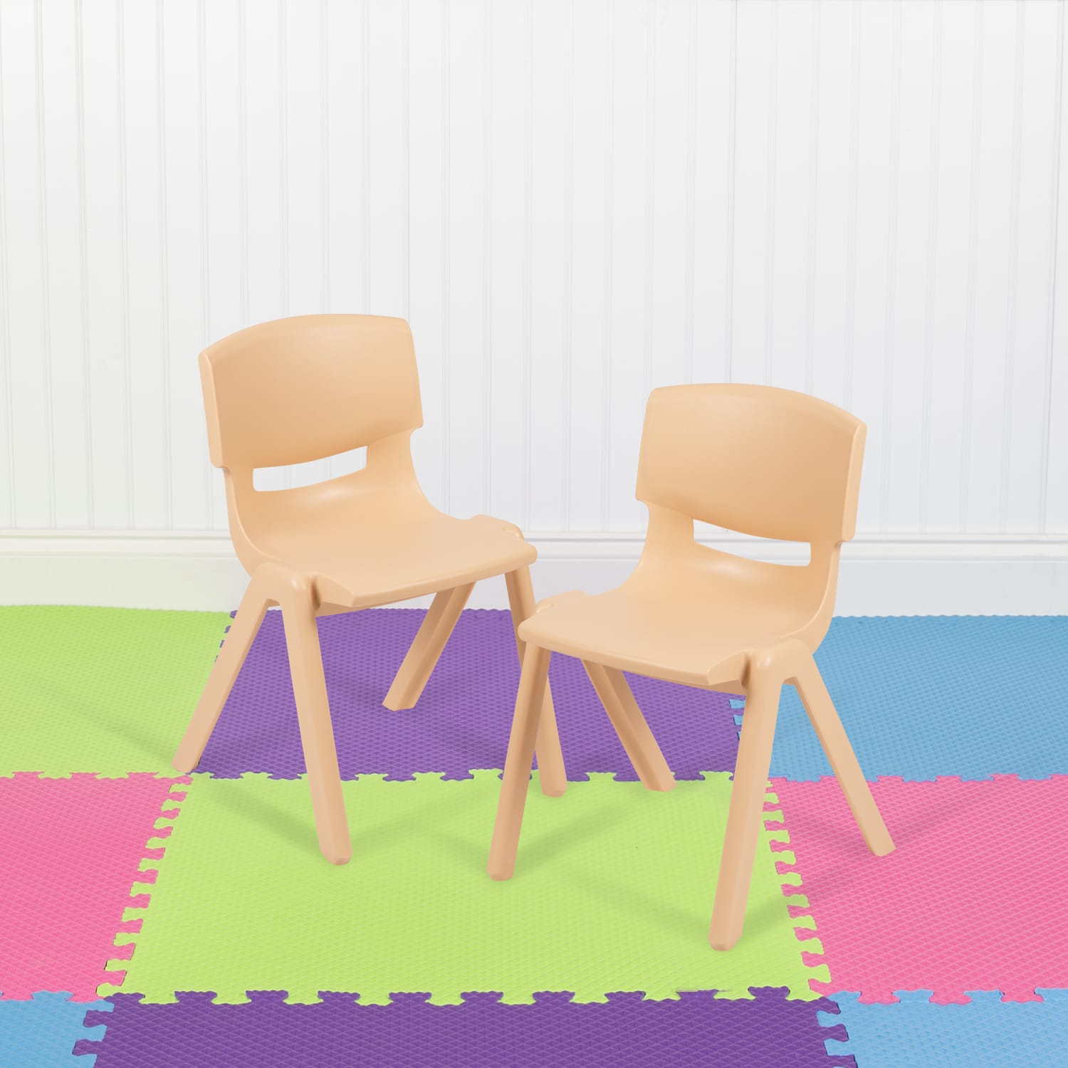 Flash Furniture Plastic Stackable School Chairs With 12in Seat Height, Natural, Set Of 2 Chairs - Image 3