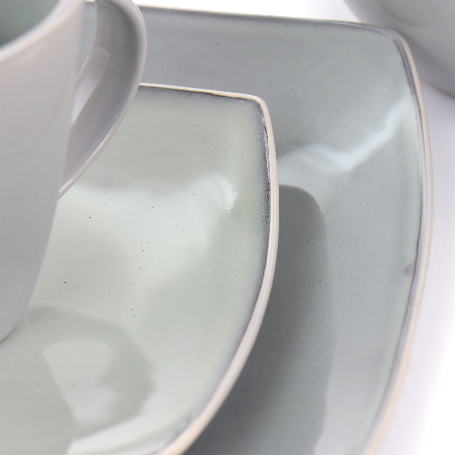 Gibson Elite Soho Lounge 16-Piece Stoneware Dinnerware Set, Light Gray - Image 6