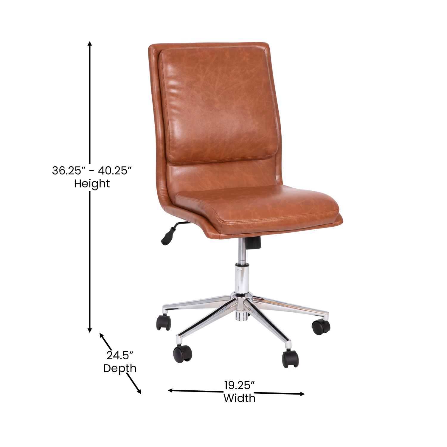 Flash Furniture Madigan Faux Leather MidBack Armless Swivel Task Office Chair Brown PopularChairscom Flash Furniture Madigan Faux Leather Mid Back Armless Swivel Task Office Chair Brown PopularChairscom