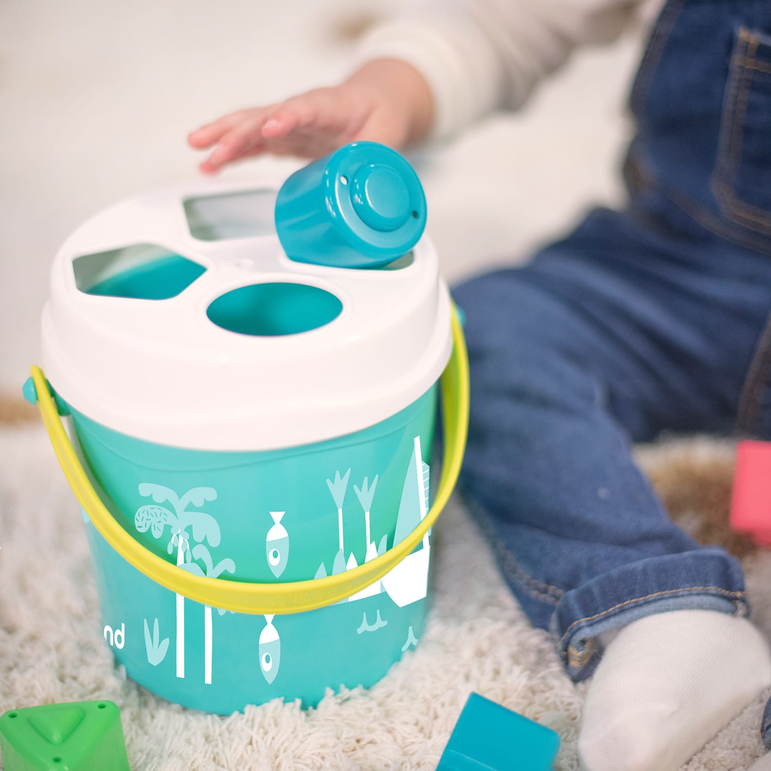 Miniland Educational Feel To Learn: Shape Sorting Bucket, 8-1/2in, Turquoise - Image 4