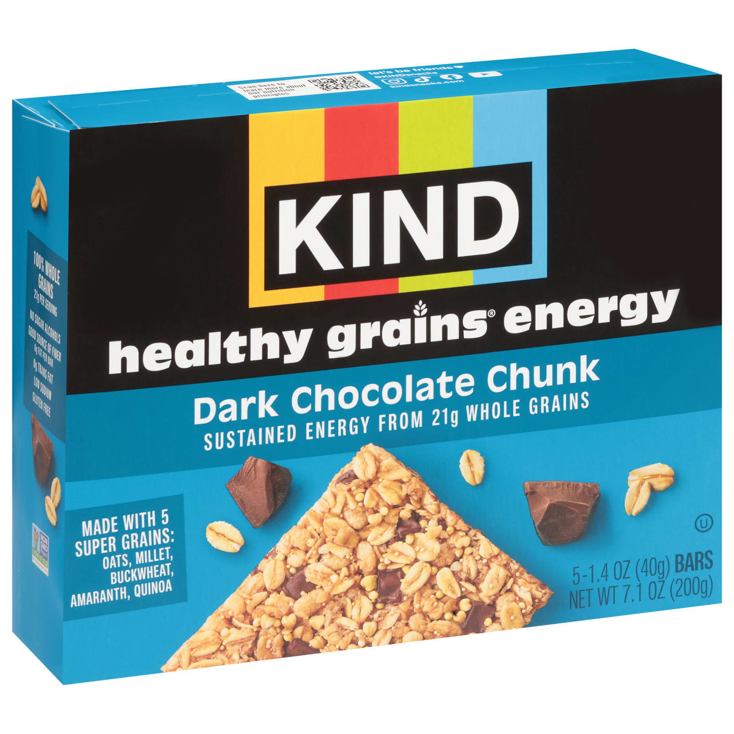 KIND Healthy Grains Energy Bars, Dark Chocolate Chunk, 1.4 Oz, Total Qty 40 - Image 3