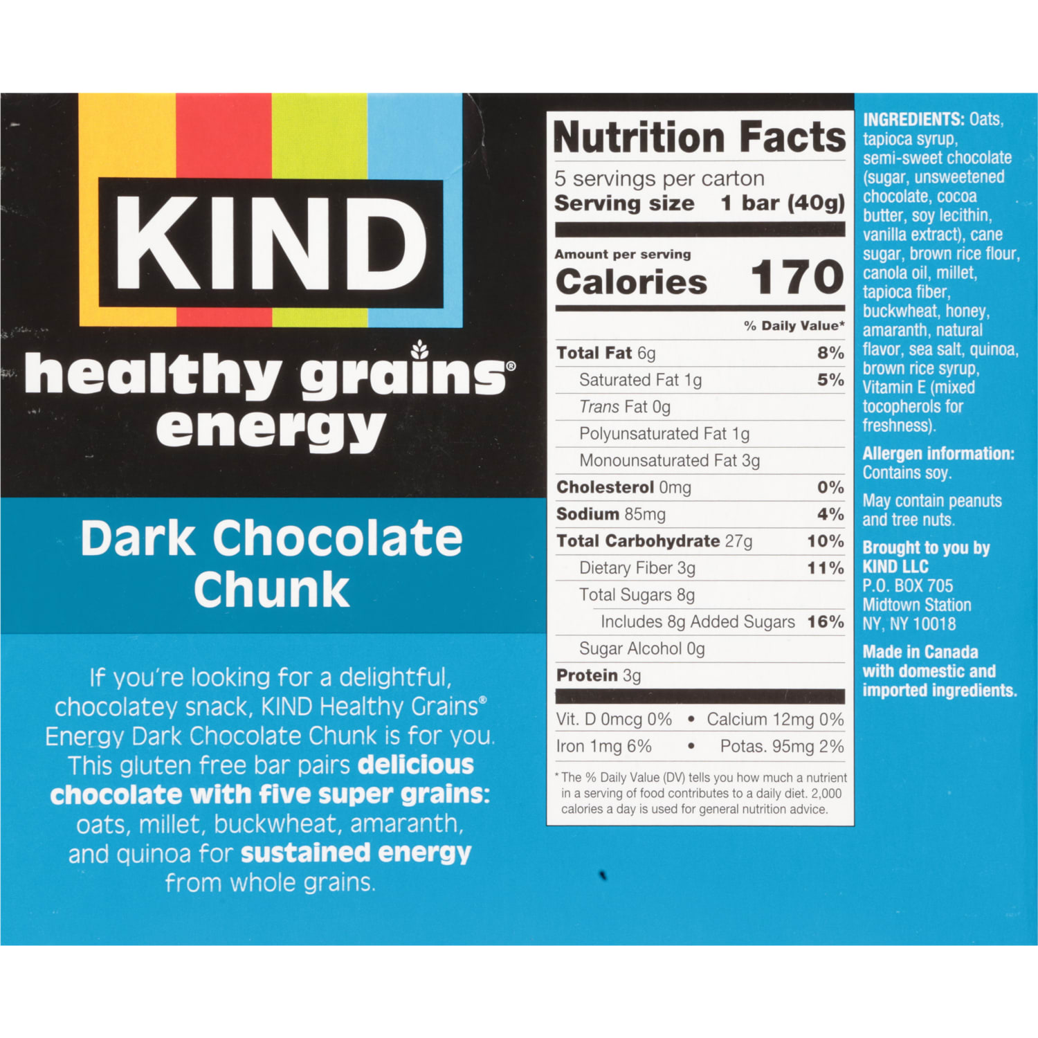 KIND Healthy Grains Energy Bars, Dark Chocolate Chunk, 1.4 Oz, Total Qty 40 - Image 5