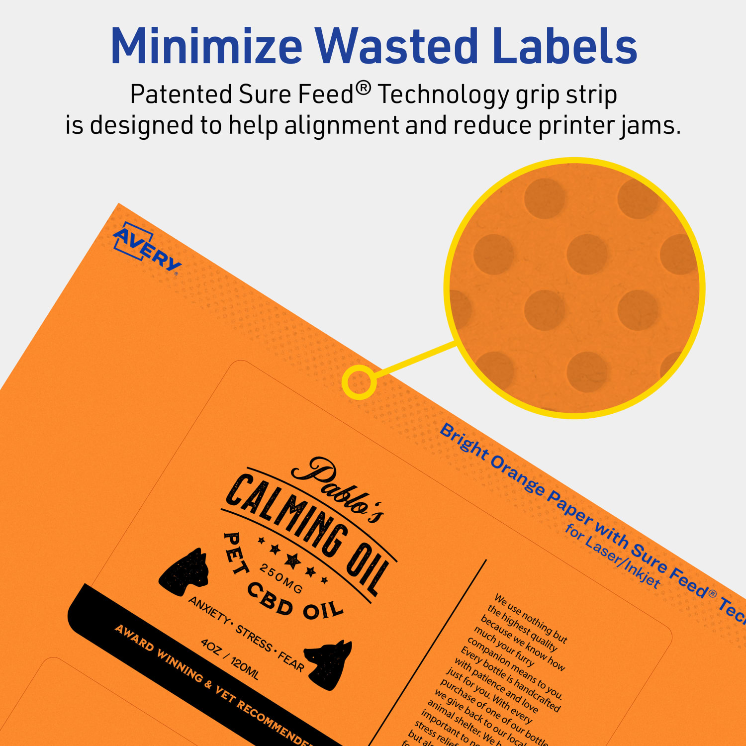 Avery Print-To-The-Edge Labels With Sure Feed Technology And Easy Peel, 94213-BOP40, Rectangle, 3in x 5in, Matte Bright Orange, Pack of 120 - Image 5