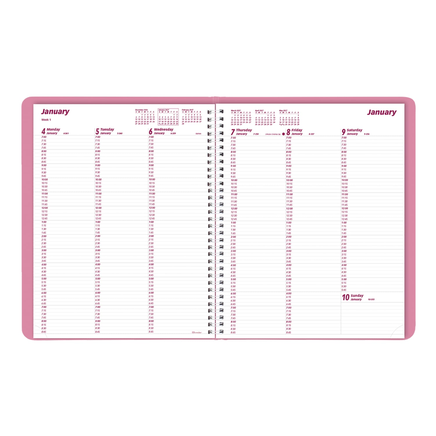 2027 Brownline Essential Weekly Appointment Planner, 11in x 8-1/2in, 100% Recycled, Pink, January To December, CB950G.05, Total Qty 1 - Image 4