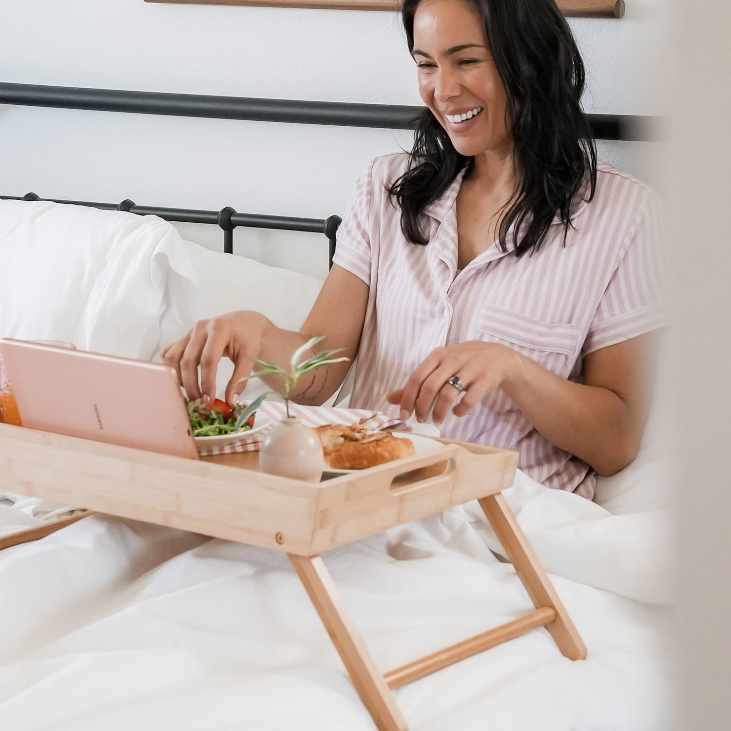 Rossie Home Media Bed Tray, 13.9inH x 21.8inW x 2.6inD, Natural Bamboo - Image 3