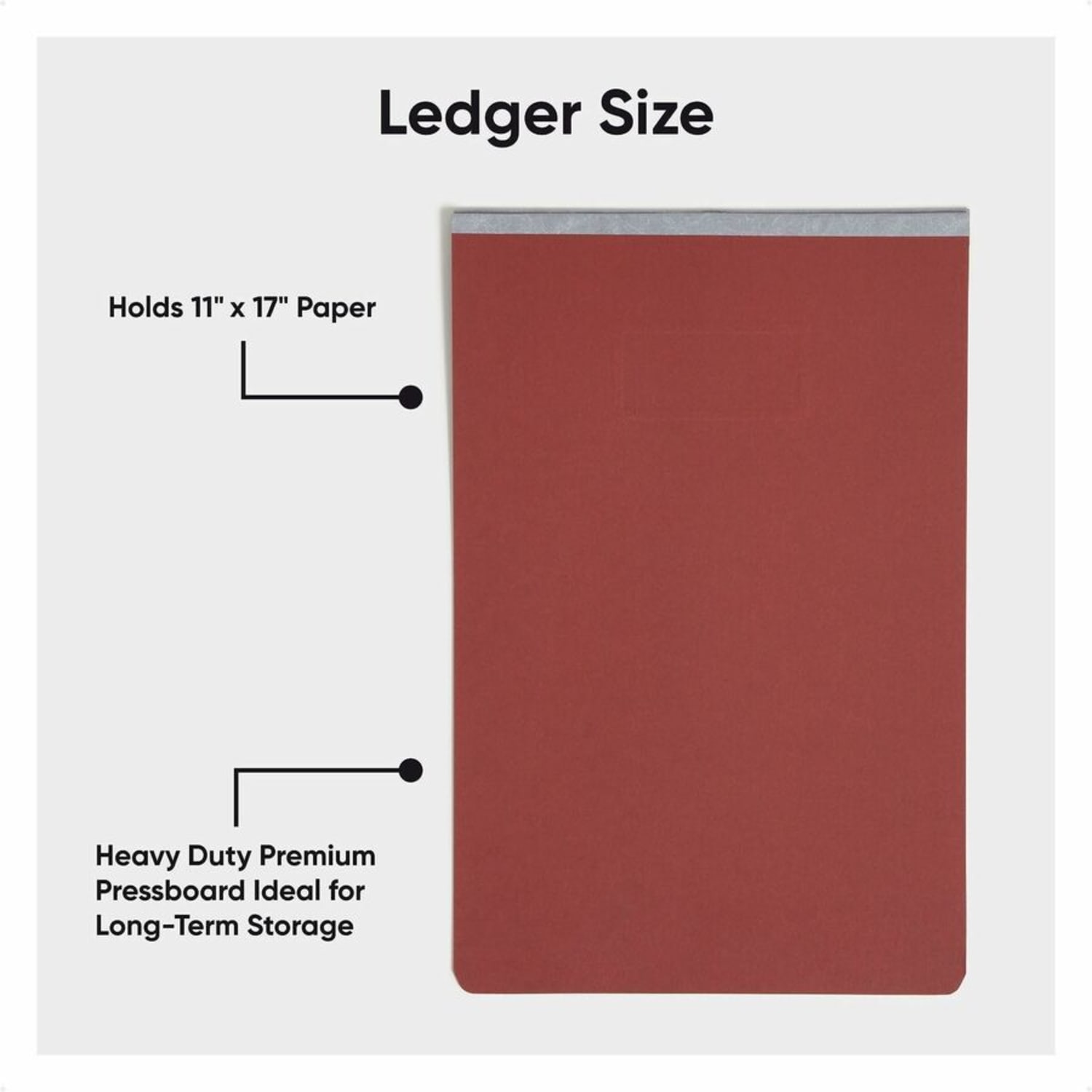 Smead Ledger Recycled Report Cover - 3in Folder Capacity - 11in x 17in - 350 Sheet Capacity - 3in Expansion - 1 Fastener(s) - Pressboard - Red - 60% - 1 Each - Image 6