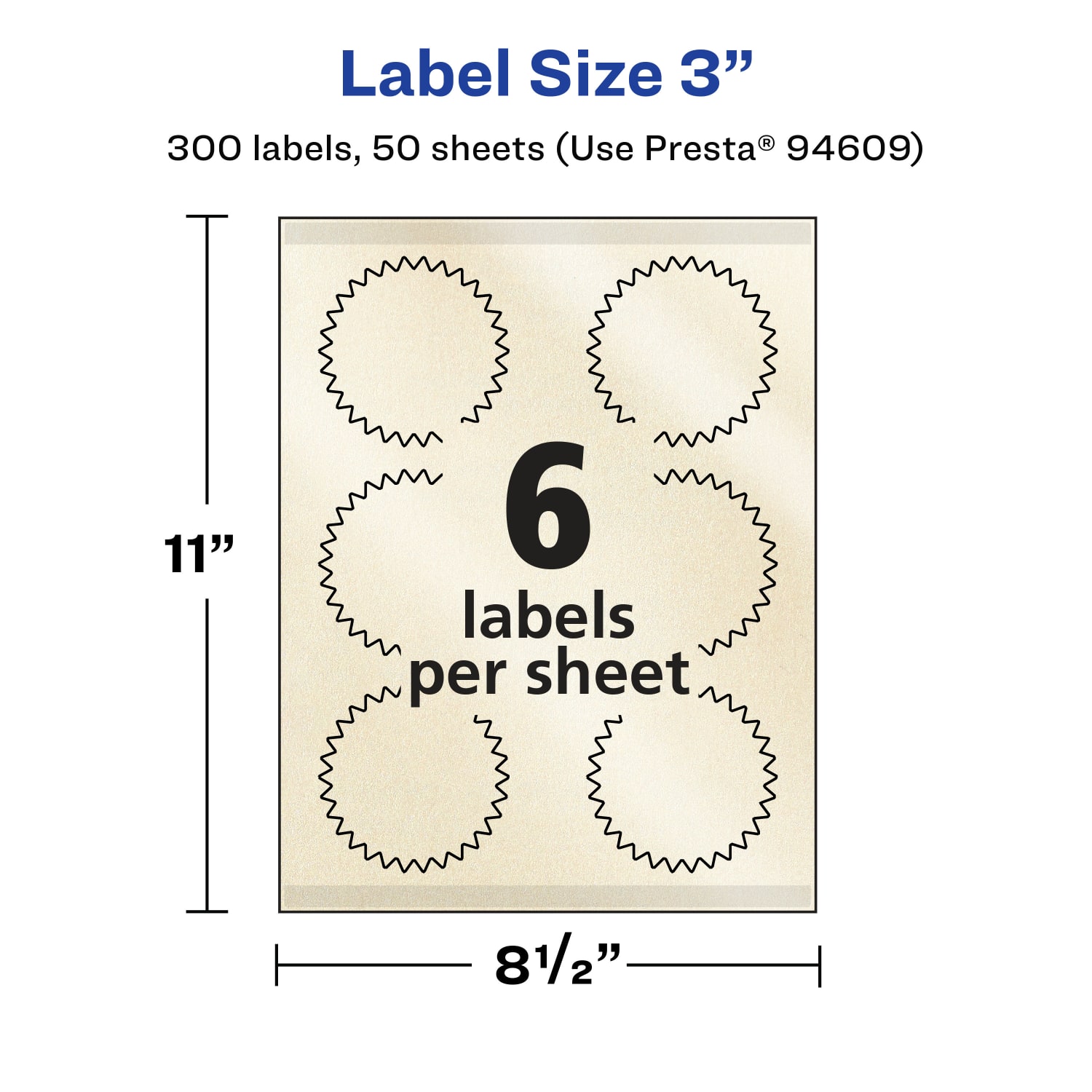 Avery Pearlized Permanent Labels With Sure Feed, 94609-PIP50, Starburst, 3in, Ivory, Pack Of 300 Labels - Image 6