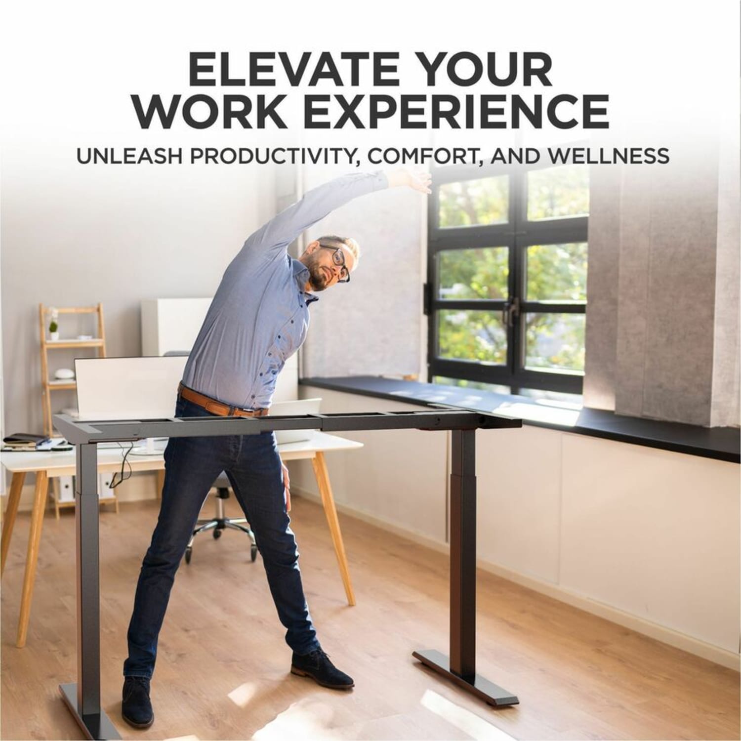 Rise Up Dual Motor Electric Standing Desk Frame with Memory Adjustable Height 26-51.6in Black - Image 4