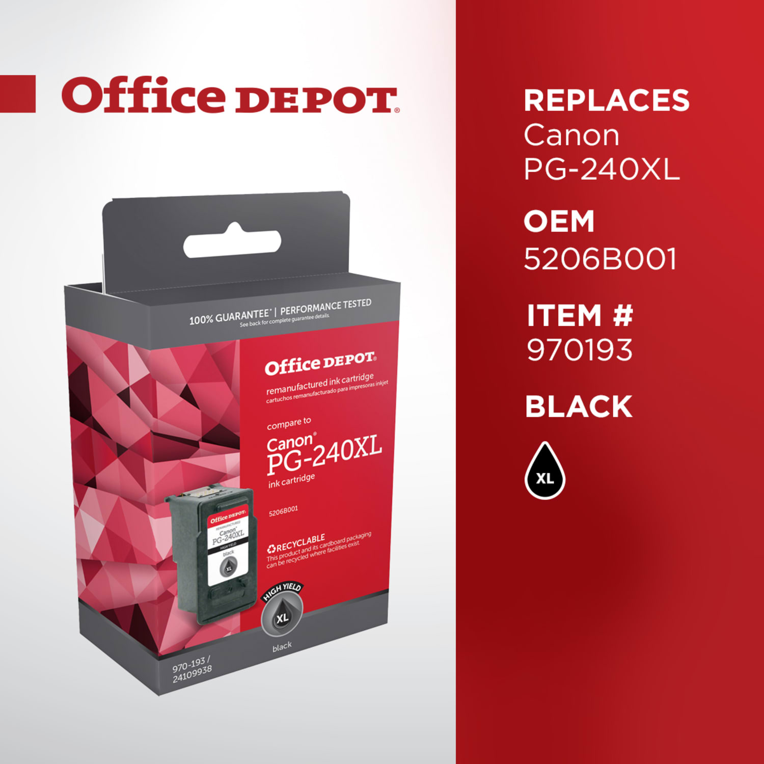Office Depot Remanufactured Black High-Yield Ink Cartridge Replacement For Canon PG-240XL - Image 6