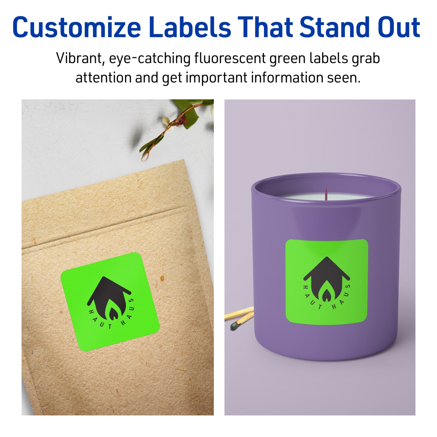 Avery Printable Labels With Sure Feed Technology, 94104-NGP80, Square, 2-1/2in x 2-1/2in, Matte Neon Green, Pack of 720 - Image 4