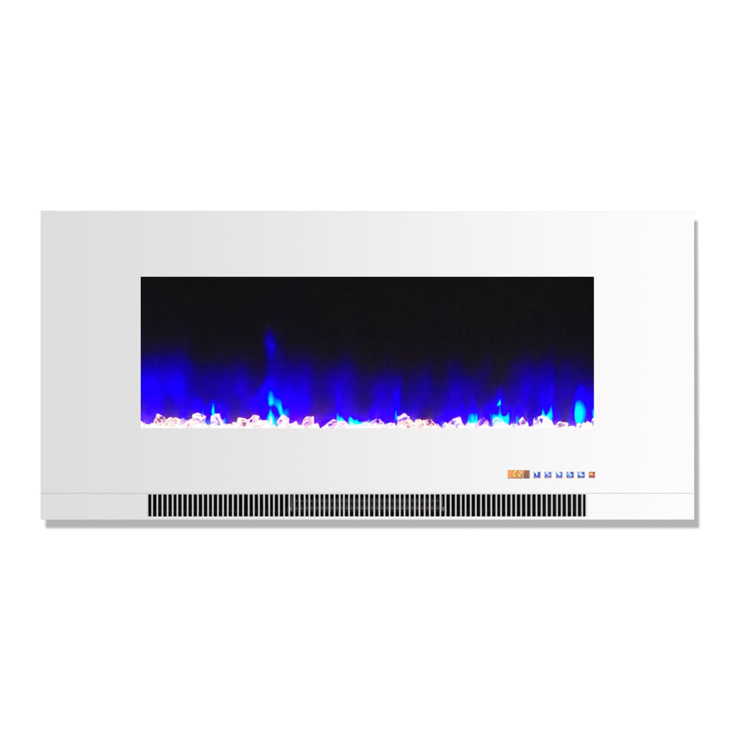 Cambridge Wall-Mount Electric Fireplace With Multicolor Flames, Crystal Rock, 42in, White - Image 3