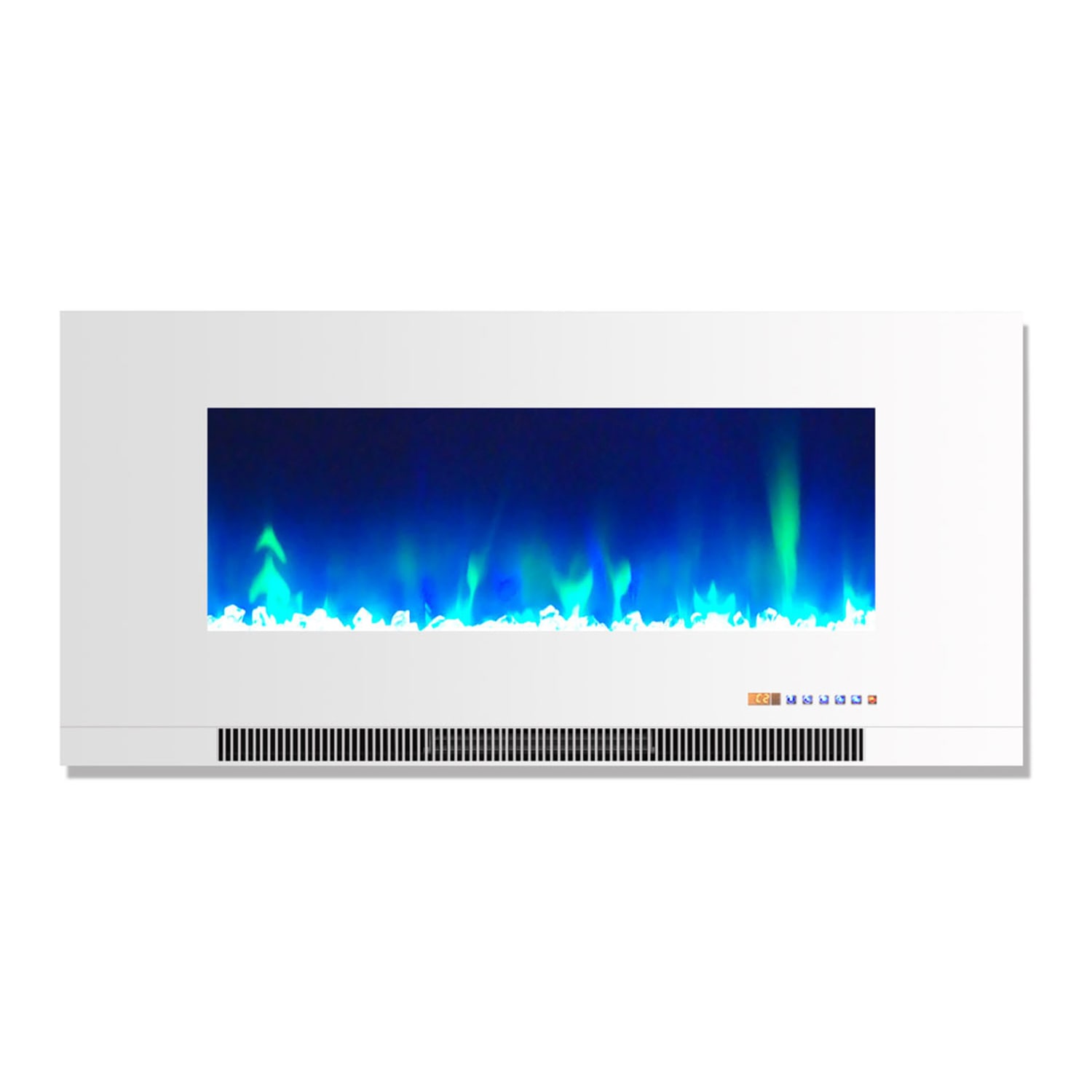 Cambridge Wall-Mount Electric Fireplace With Multicolor Flames, Crystal Rock, 42in, White - Image 4