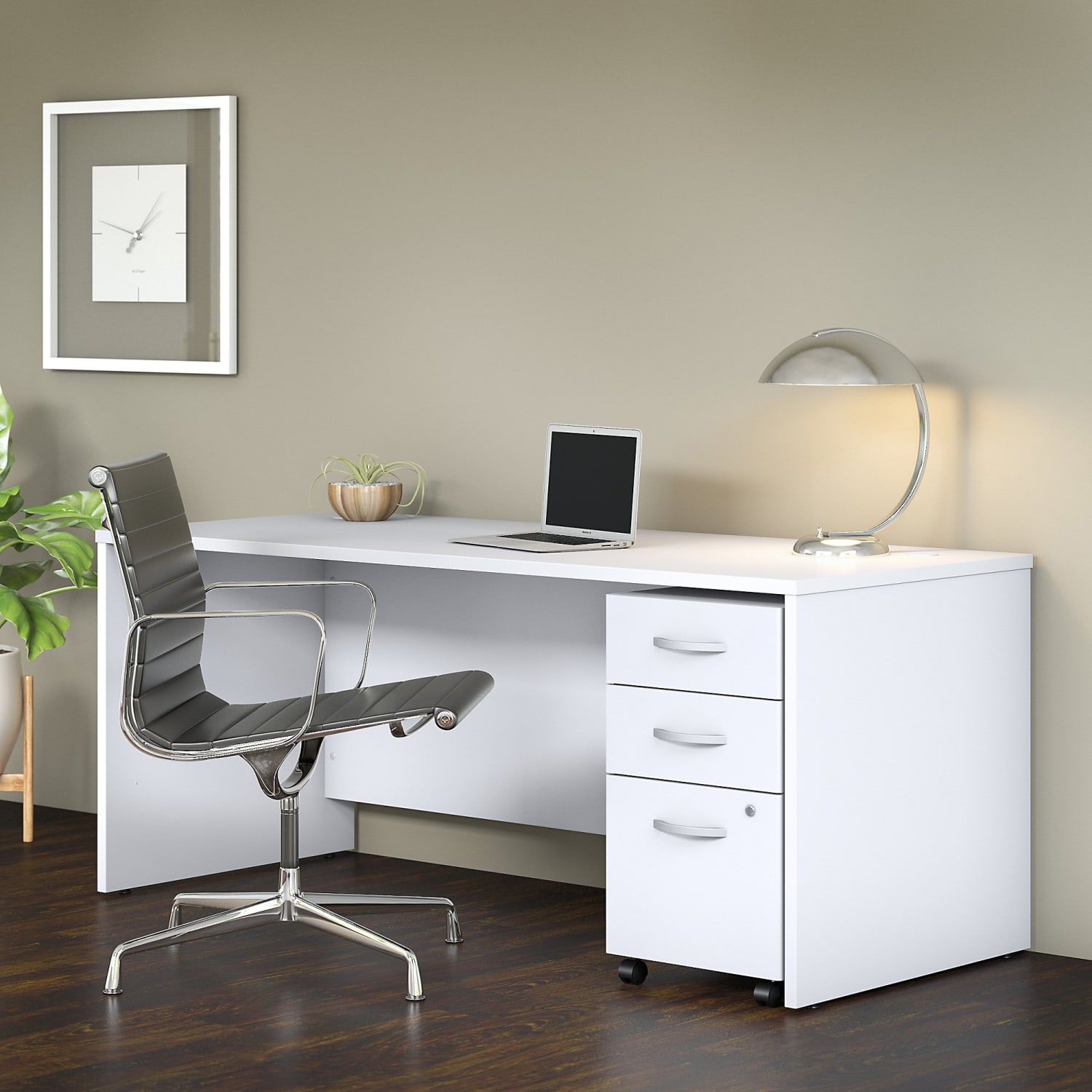 Bush Business Furniture Studio C 72inW Office Computer Desk With Mobile File Cabinet, White, Standard Delivery - Image 3