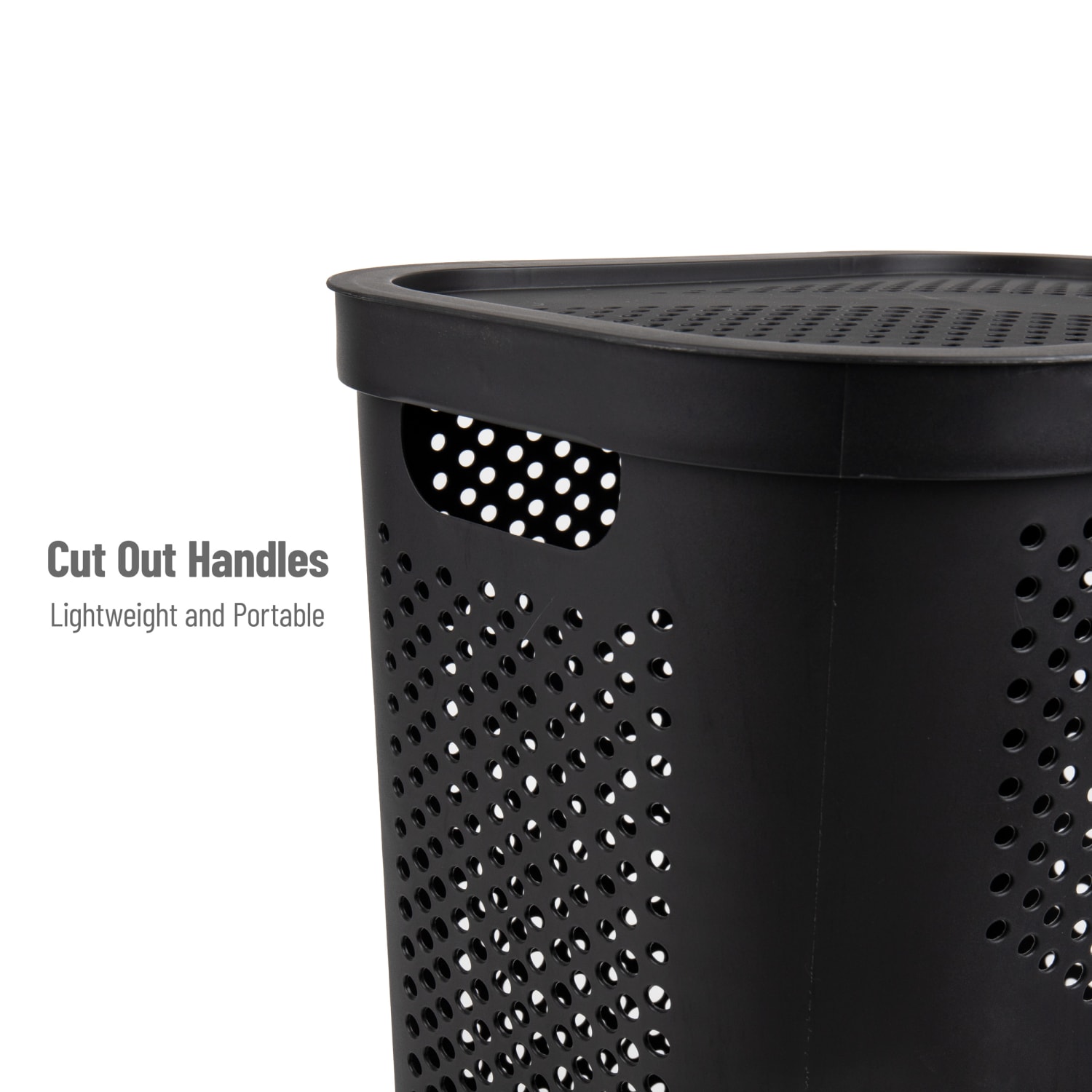 Mind Reader 60L Laundry Hamper Clothes Basket with Lid, 23-1/2inH x 13-3/4inW x 17-1/4inL, Black - Image 5