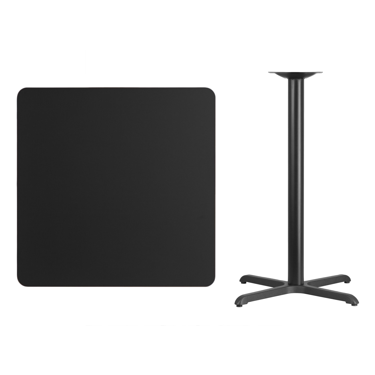 Flash Furniture Square Laminate Table Top With Bar Height Table Base, 43-3/16inH x 36inW x 36inD, Black - Image 4