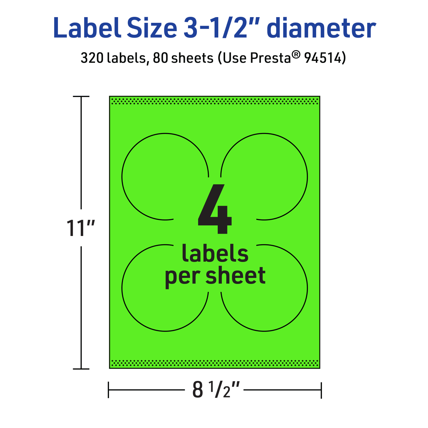 Avery Print-To-The-Edge Labels With Sure Feed Technology, 94514-NGP80, Round, 3-1/2in, Matte Neon Green, Pack of 320 - Image 6