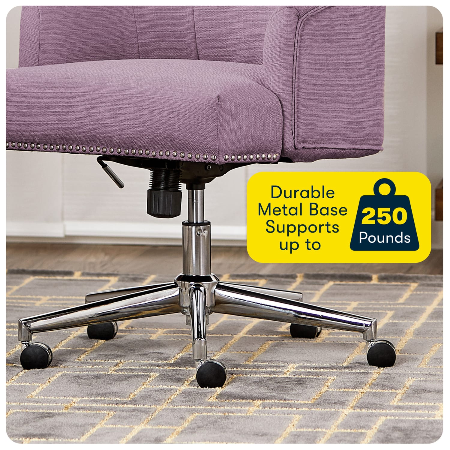 Serta® Leighton Home Mid Back Office Chair Twill Fabric LilacChrome PopularChairscom