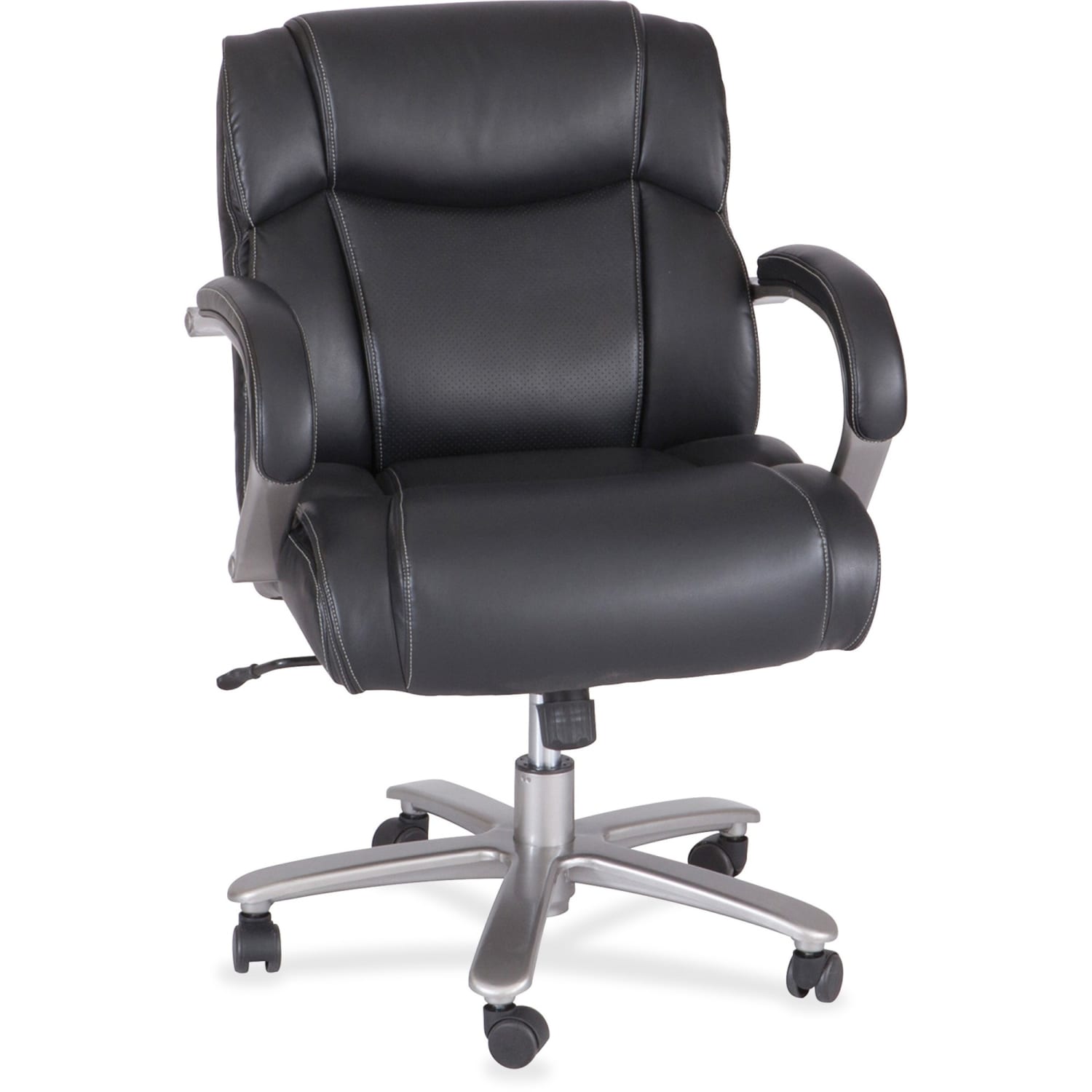 Safco Big & Tall Bonded Leather Mid-Back Chair, 350 Lb Capacity, Black