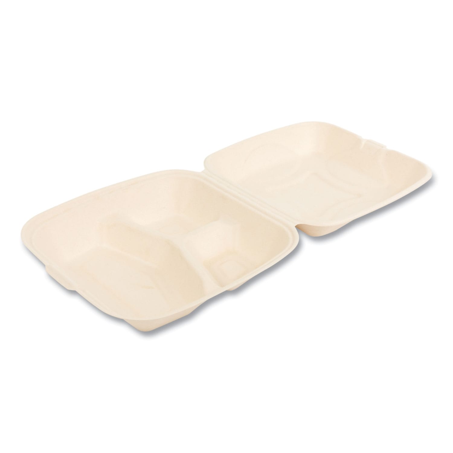 Boardwalk Bagasse Food Containers, 3-Compartment, 9inH x 9inW x 3-1/4inD, Tan, Carton Of 200 Containers - Image 3