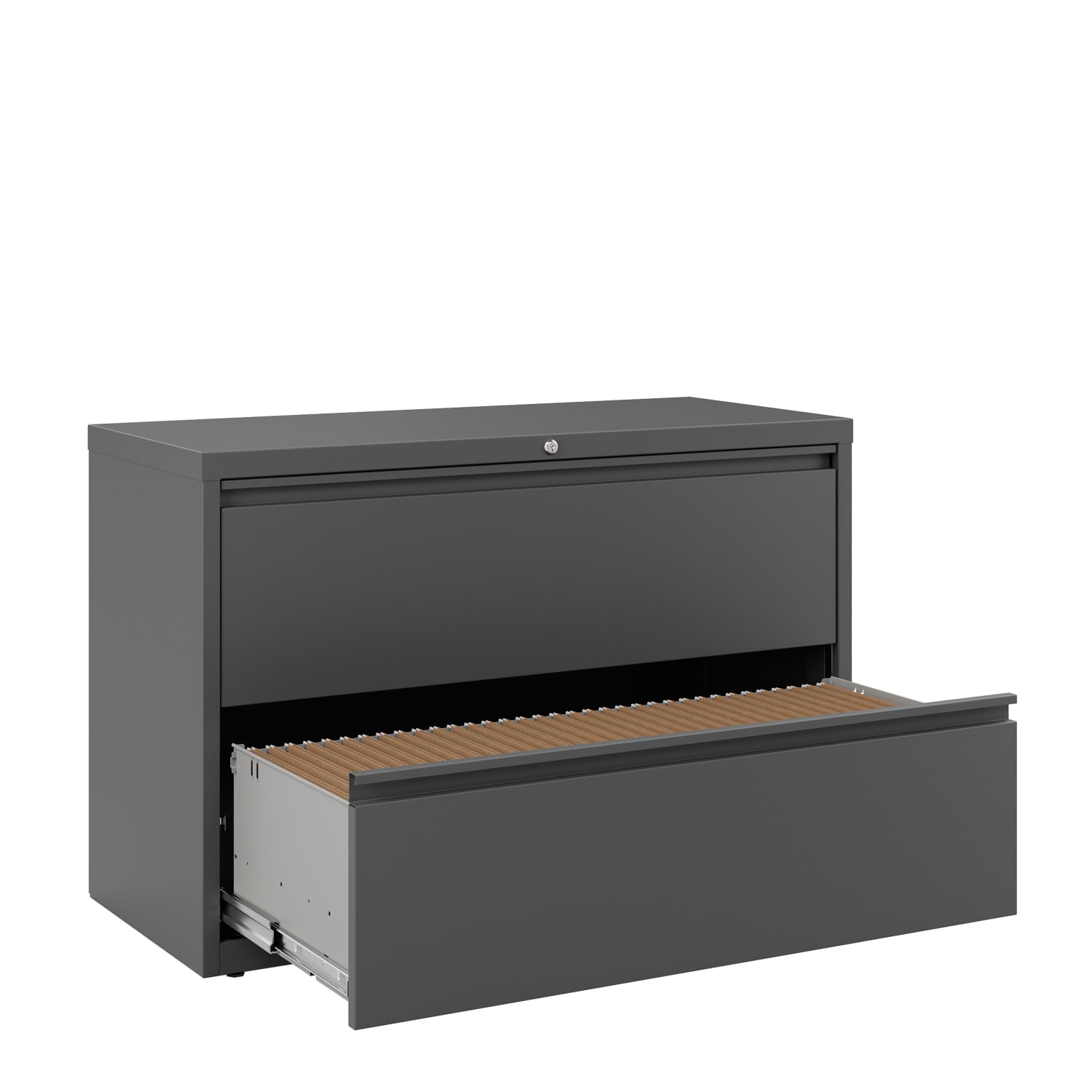 WorkPro 42inW x 18-5/8inD Lateral 2-Drawer File Cabinet, Charcoal - Image 6