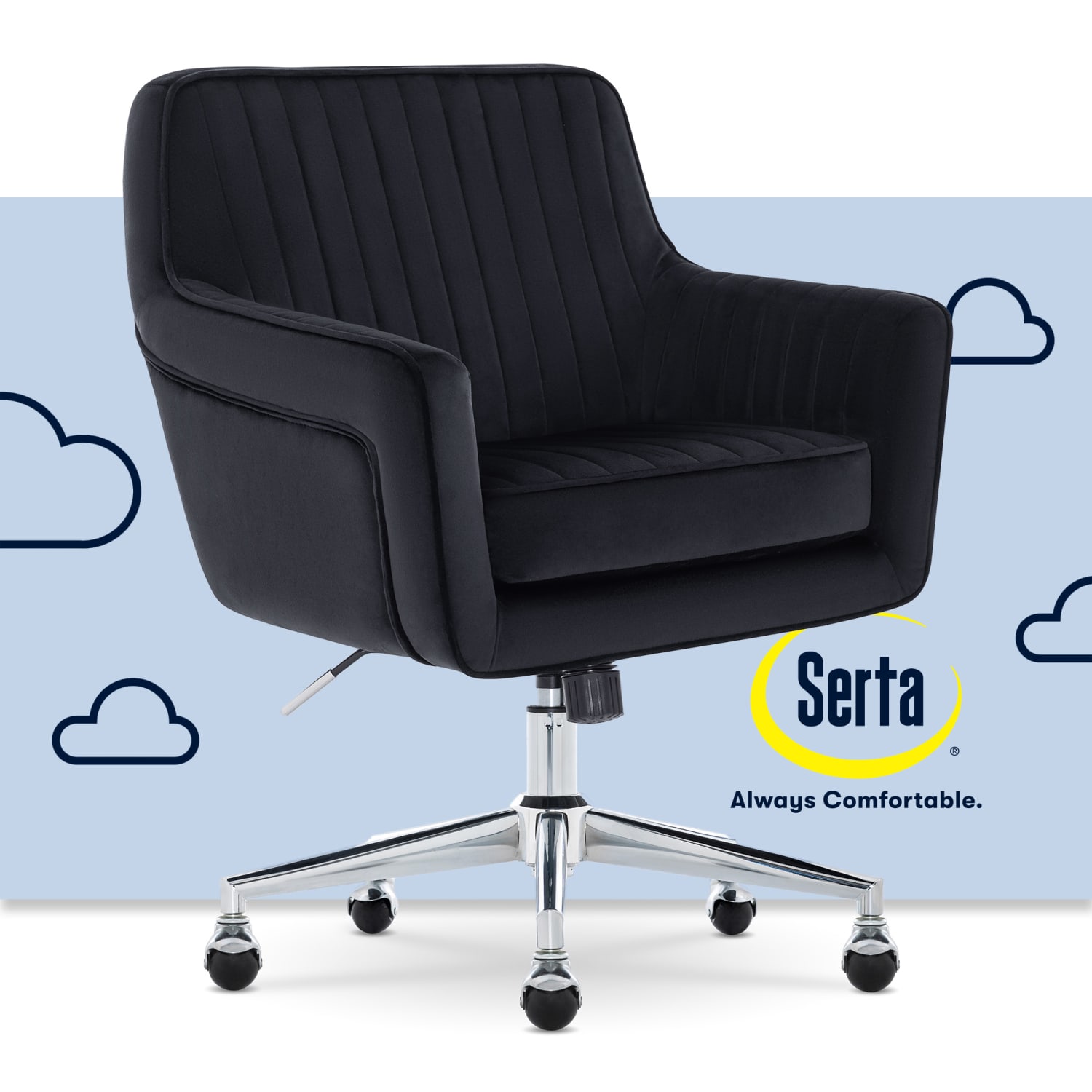Serta Ashleigh Ergonomic Fabric Mid-Back Modern Office Chair, Black, CCHR10017B - Image 3