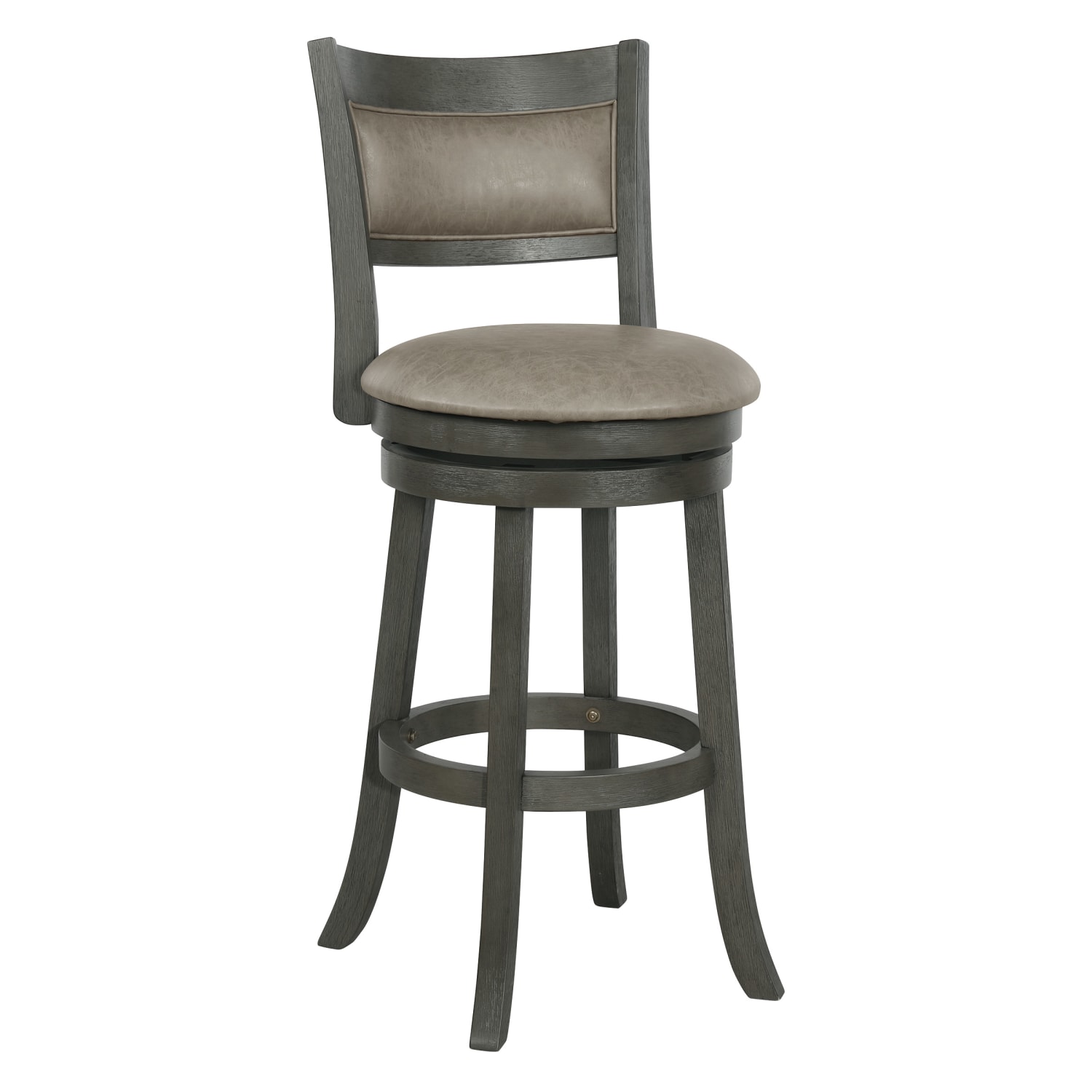 Office Star Faux Leather Swivel Counter Height Stool With Back, Dove/Antique Gray