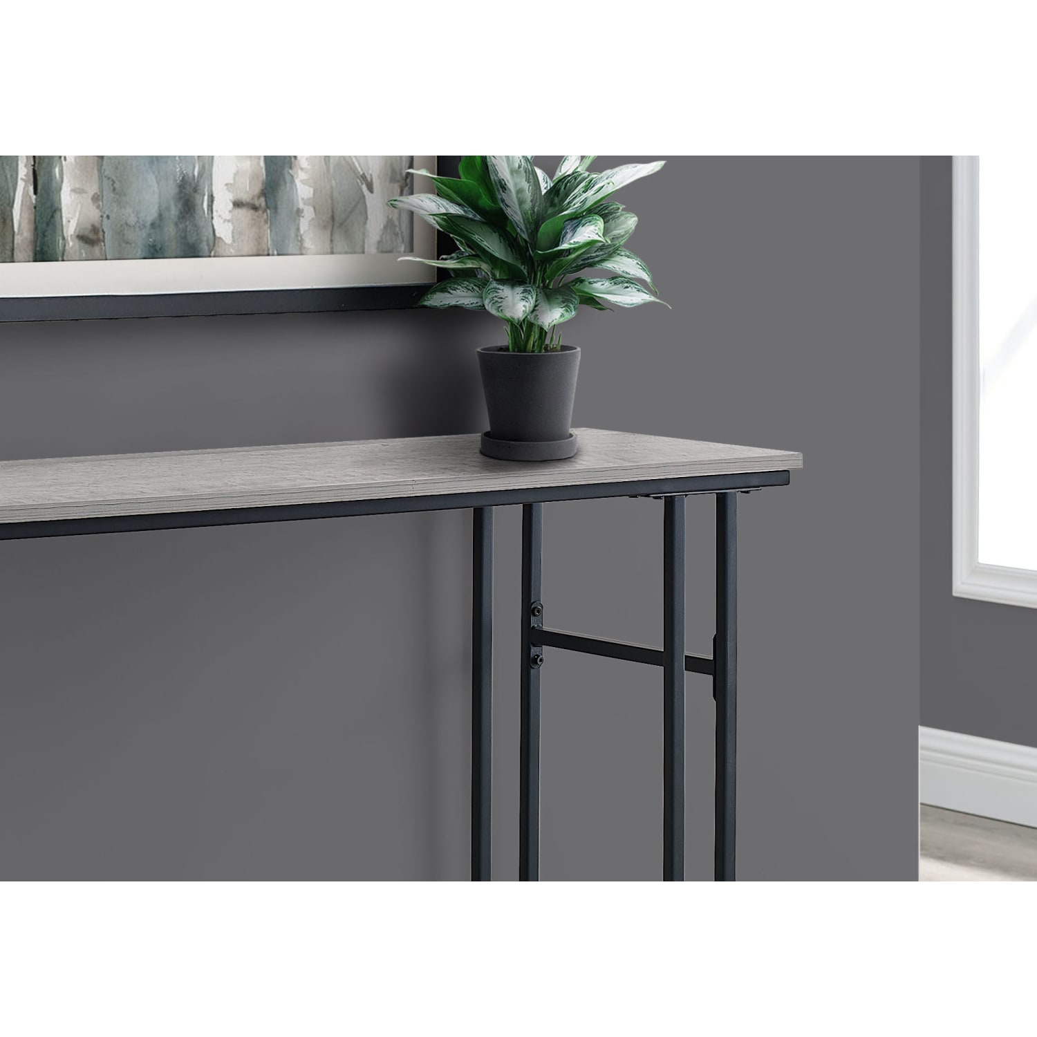 Monarch Specialties Pauly Console Accent Table, 32inH x 47-1/4inW x 13-3/4inD, Gray/Black - Image 4