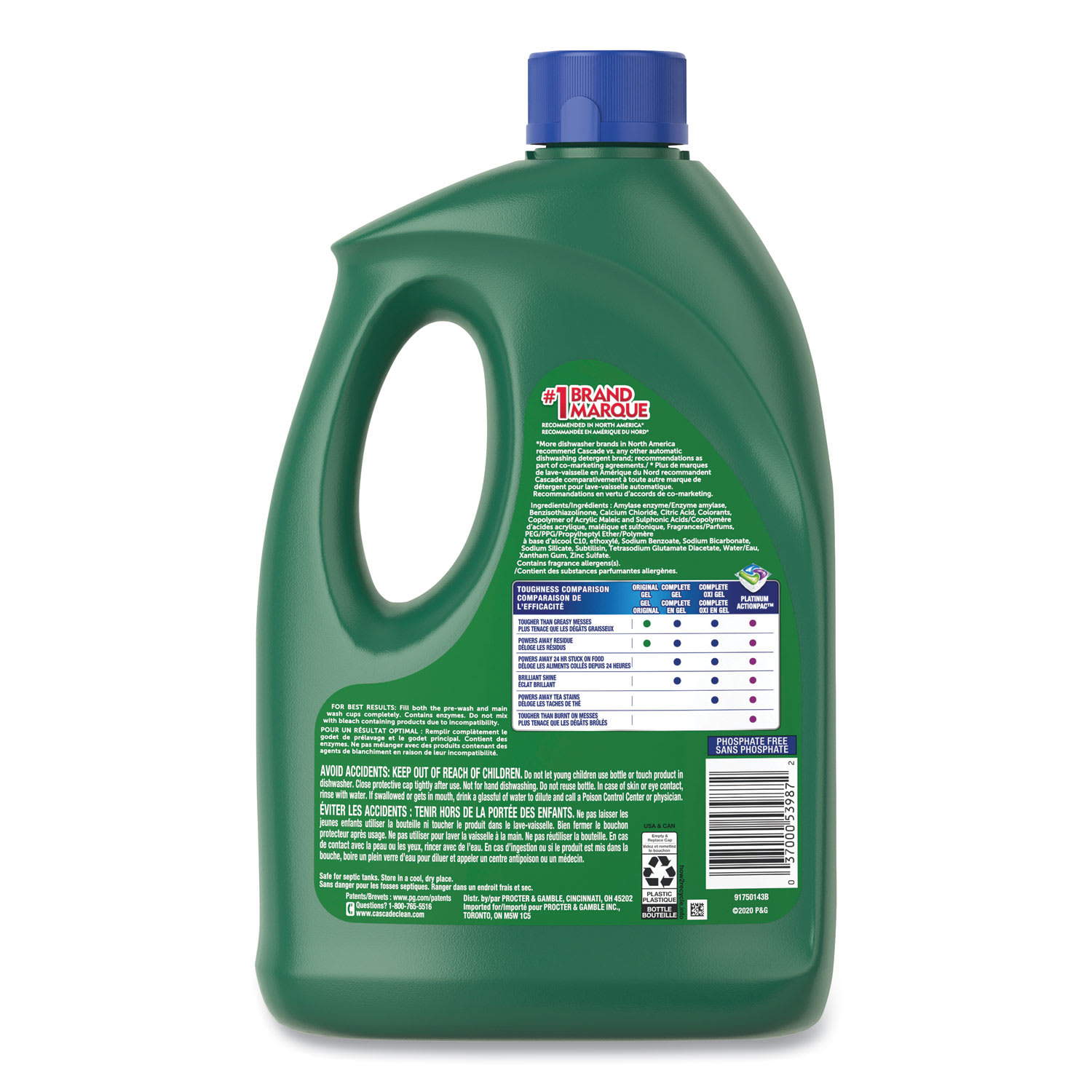 Cascade Complete Gel Dishwasher Detergent, Fresh, 120 oz Bottle, 4/Carton - Image 3