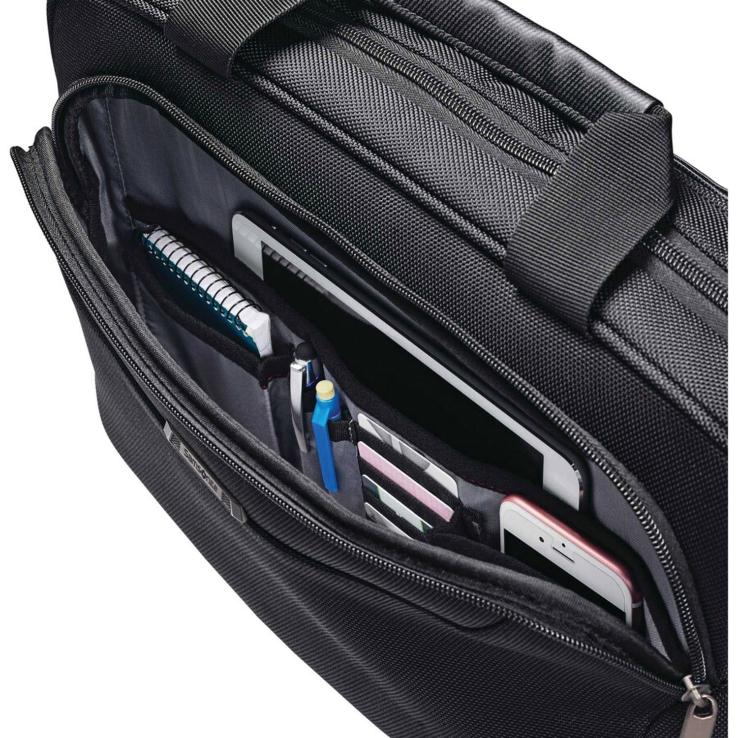 Samsonite Xenon Carrying Case for 15.6in Notebook - Black - Drop Resistant Interior, Shock Resistant Interior - 1680D Ballistic Nylon Body - Tricot Interior Material - 12.8in Height x 16.3in Width x 2in Depth - 1 Each - Image 5