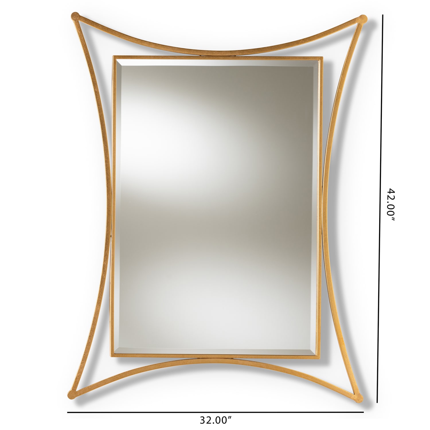 Baxton Studio Curved Rectangular Accent Wall Mirror, 42in x 32in, Antique Gold - Image 4