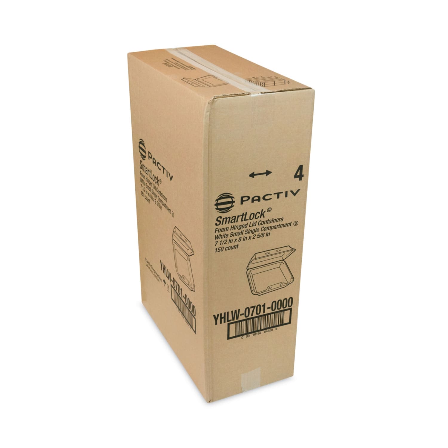 Pactiv Evergreen SmartLock Foam Hinged Lid Containers, Small, 2-11/16inH x 7-1/2inW x 8inD, White, Carton Of 150 Containers - Image 3