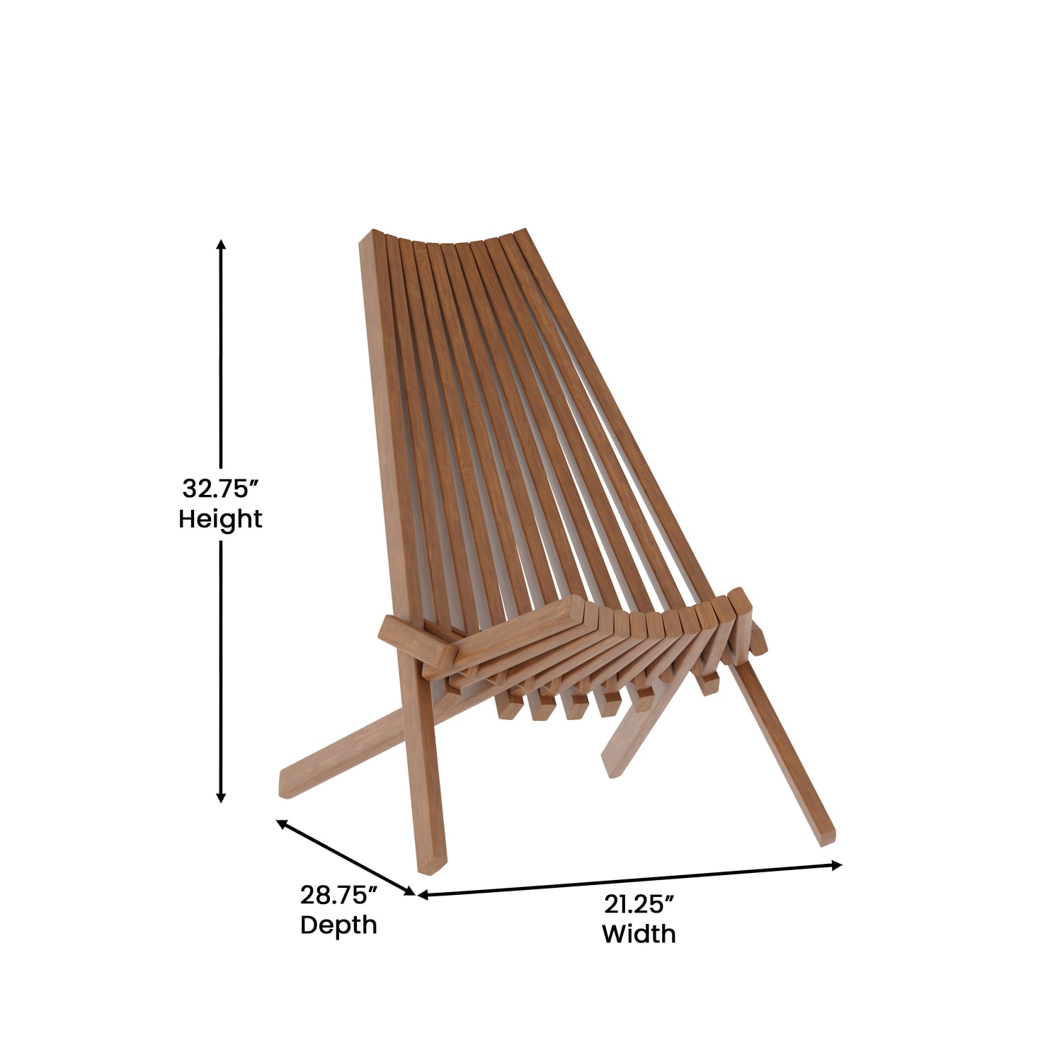 Flash Furniture Delia Commercial Grade Indoor/Outdoor Folding Acacia Wood Chair, Low Profile Lounge for Patio, Porch, Garden, Brown - Image 6