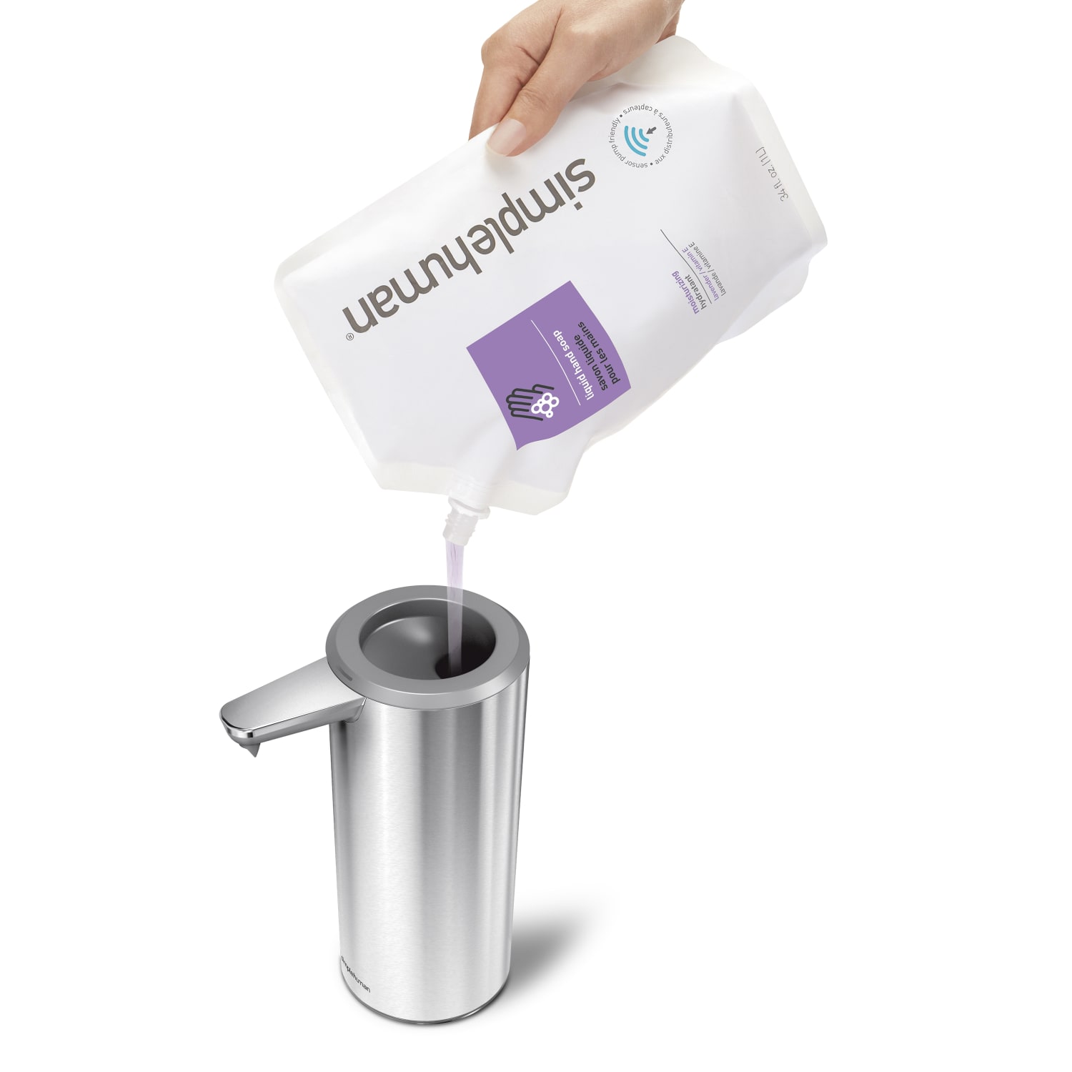 simplehuman Touch-Free Rechargeable Sensor Liquid Soap and Hand Sanitizer Dispenser, 9 Oz, Brushed - Image 6