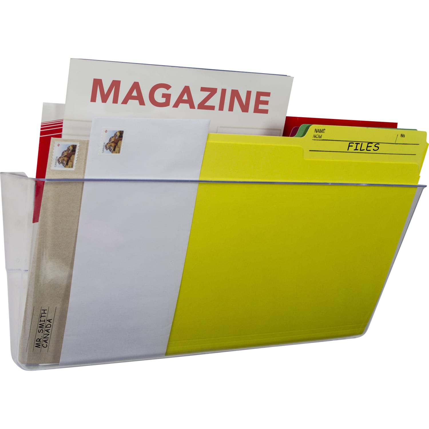 Storex Stacking Legal Size Wall Pocket, 7inH x 16inW x 4inD, Clear - Image 5