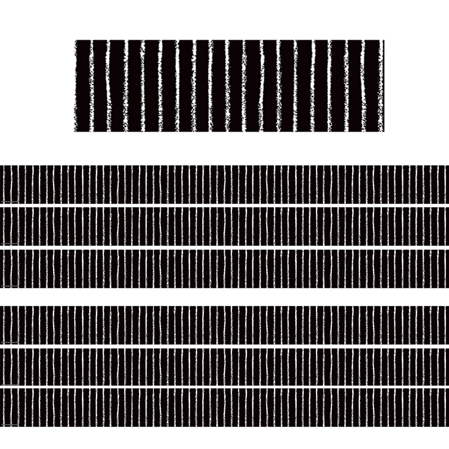 Teacher Created Resources Straight Border Trim, Black With White Pinstripes, 35ft Per Pack, Set Of 6 Packs