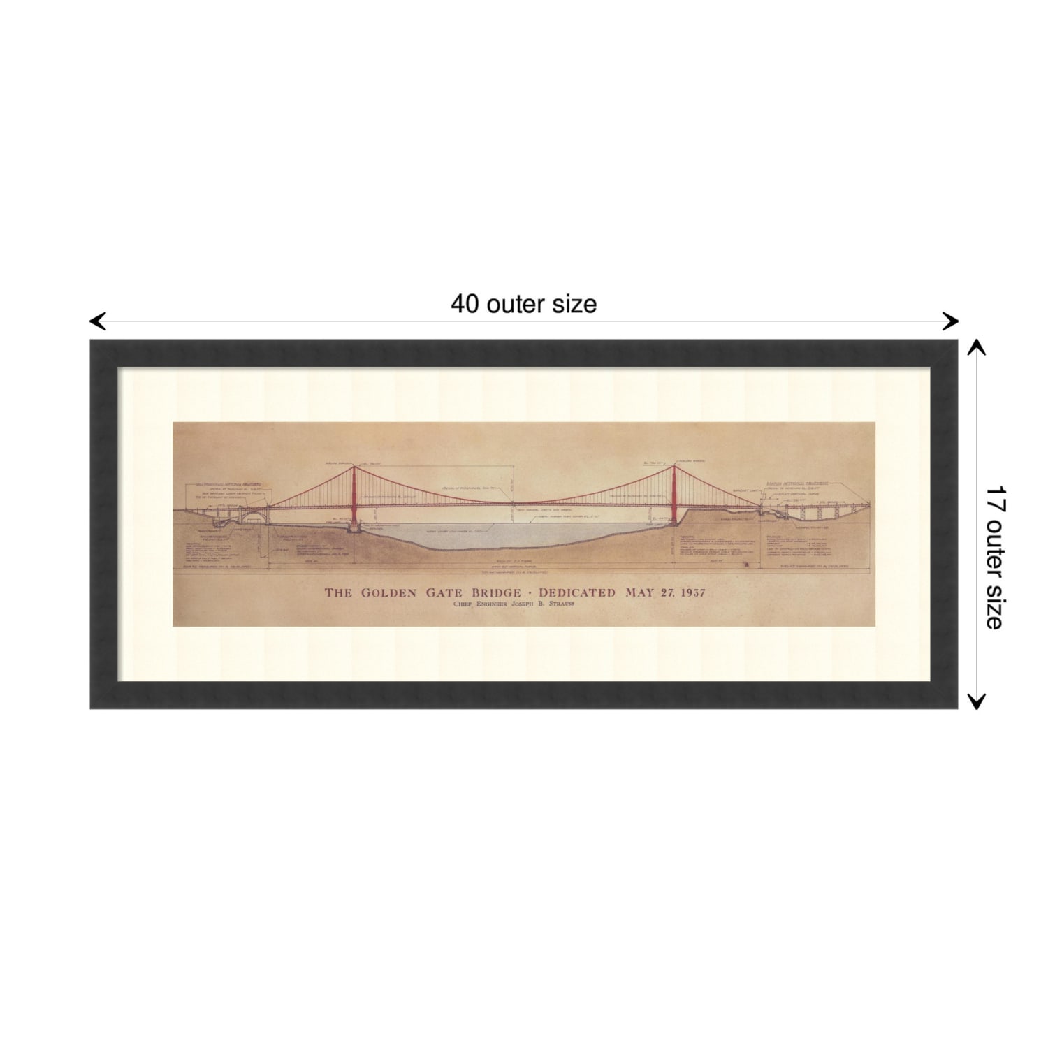 Amanti Art Golden Gate Bridge by Craig S. Holmes Wood Framed Wall Art Print, 17inH x 40inW, Black - Image 6
