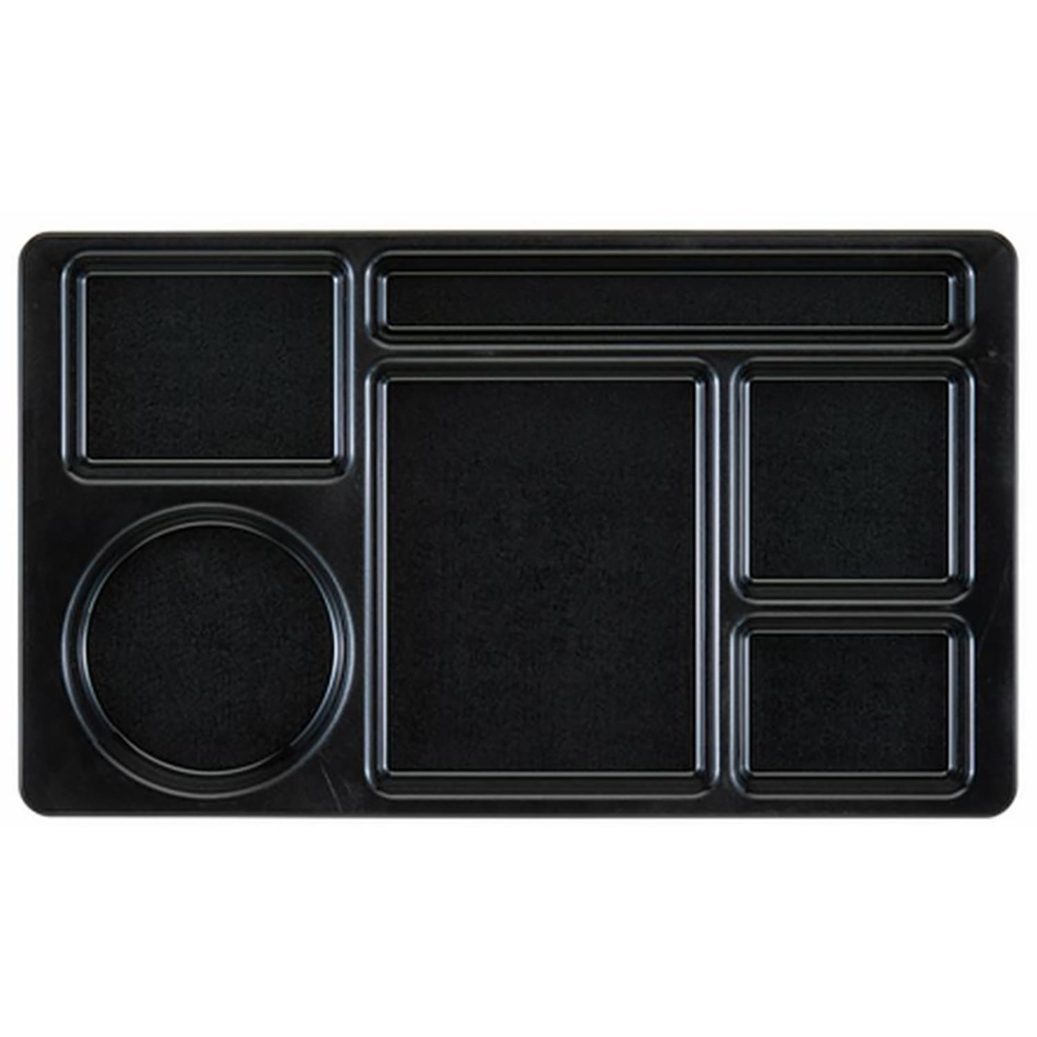 Cambro Camwear 6-Compartment Serving Trays, 8-3/4in x 15in, Black, Set Of 24 Trays