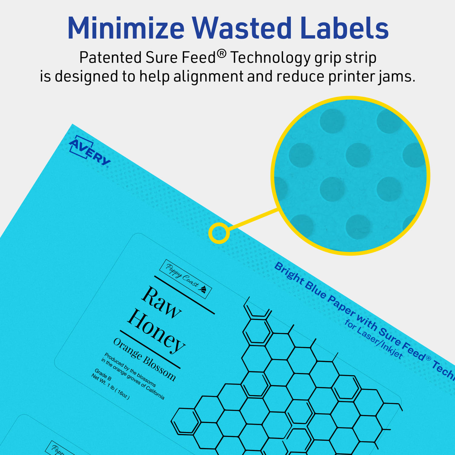 Avery Print-To-The-Edge Labels With Sure Feed Technology, 94246-BBP80, Rectangle, 2-1/2in x 5in, Matte Bright Blue, Pack of 240 - Image 5