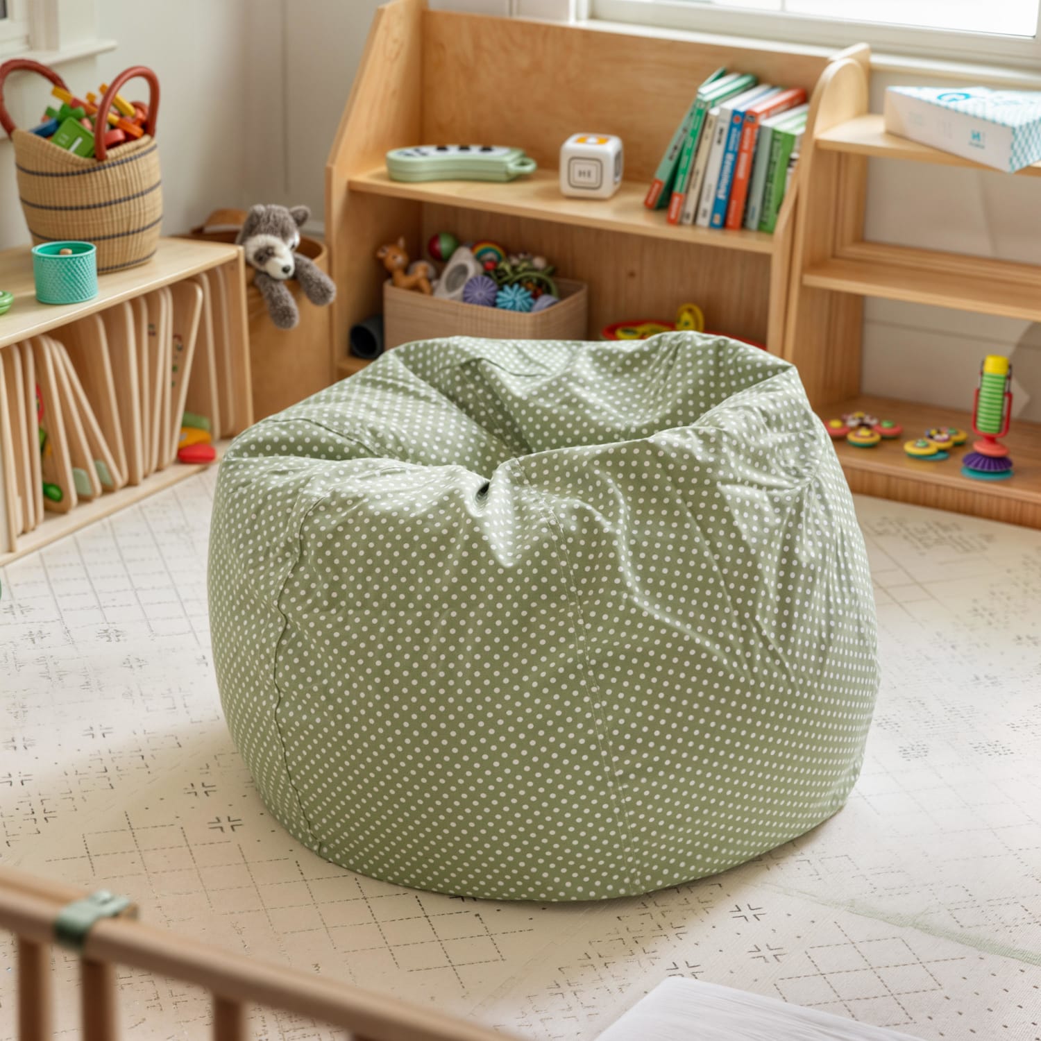 Flash Furniture Small Bean Bag Chair For Kids And Teens Green Dot PopularChairscom