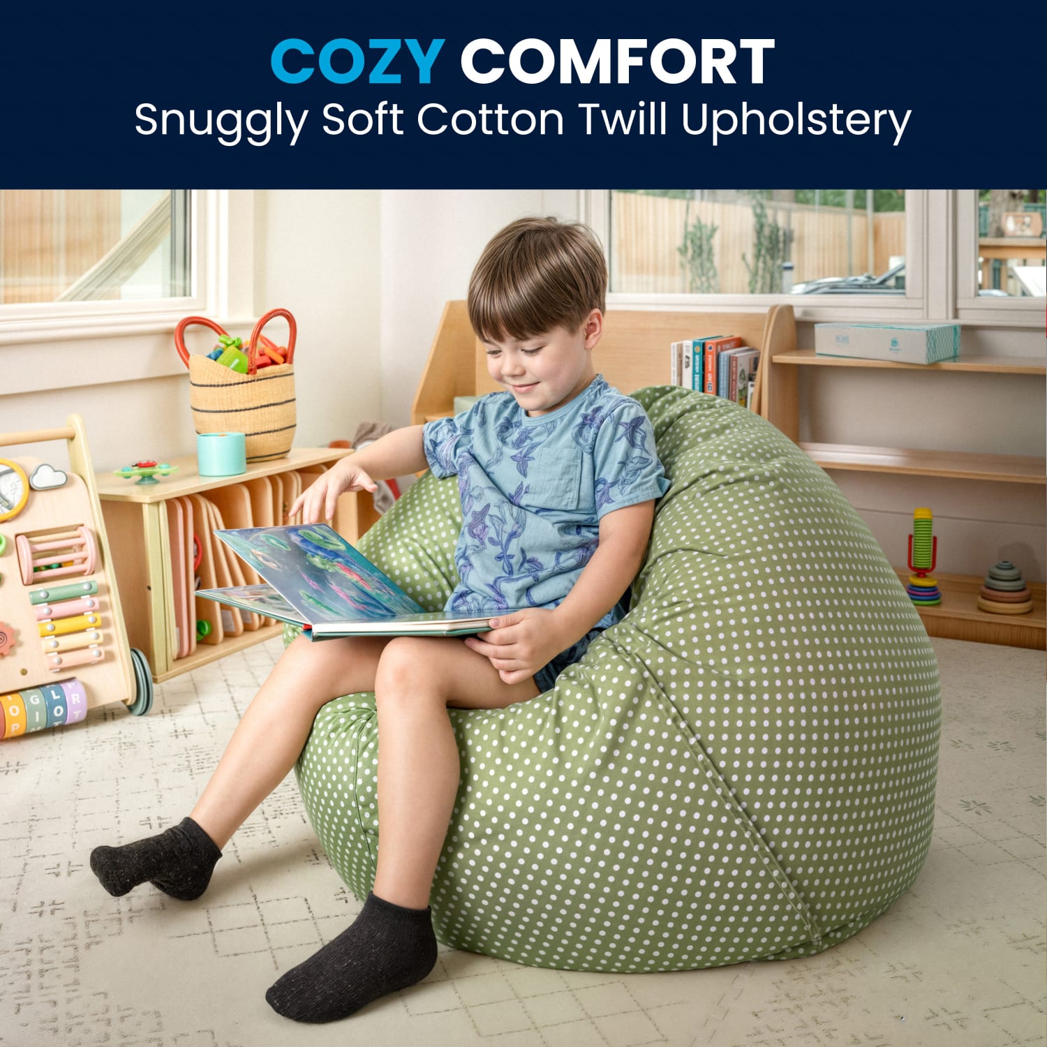 Flash Furniture Small Bean Bag Chair For Kids And Teens Green Dot PopularChairscom