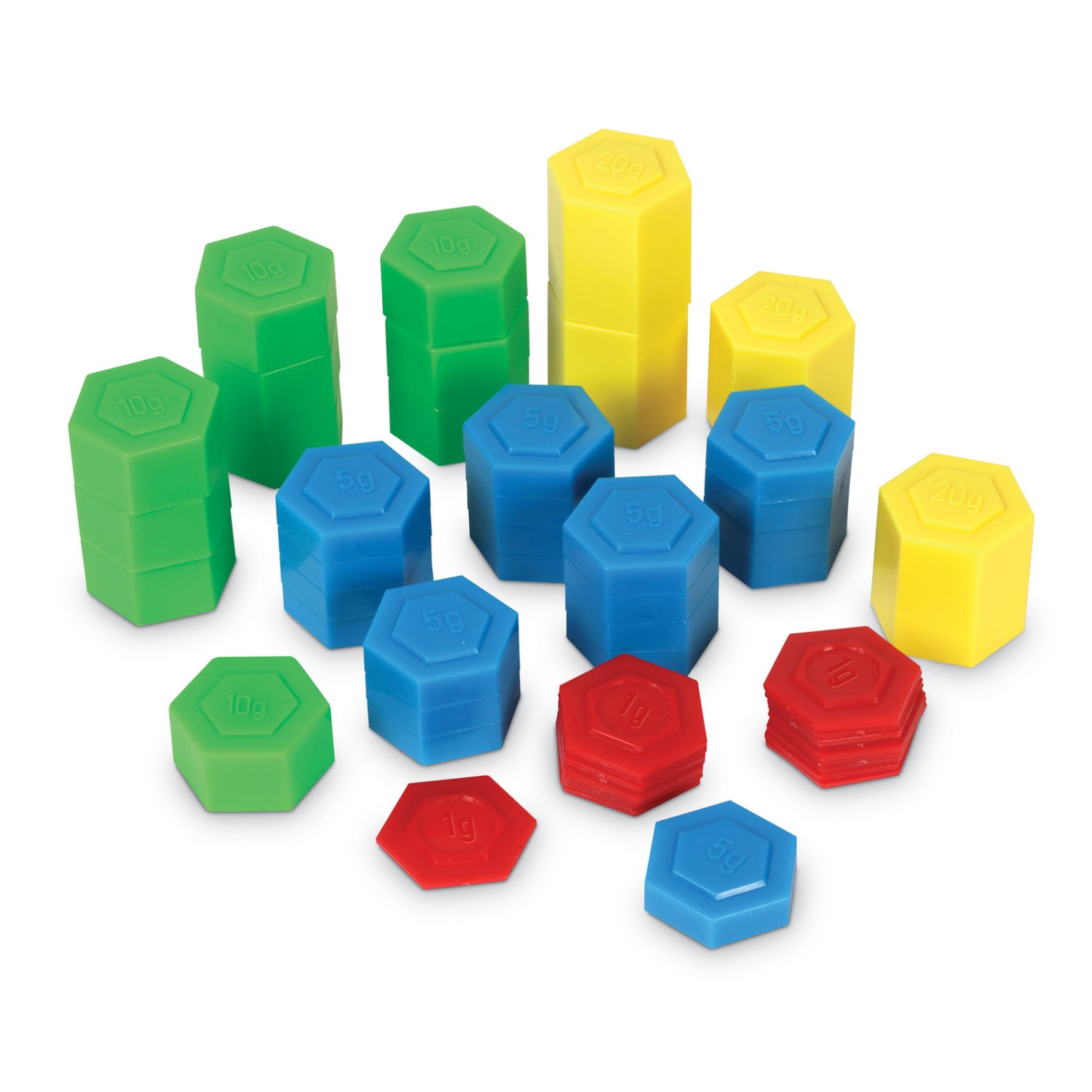 Learning Resources Hexagram Weights, Assorted Colors, 54 Weights Per Set, Pack Of 2 Sets - Image 3