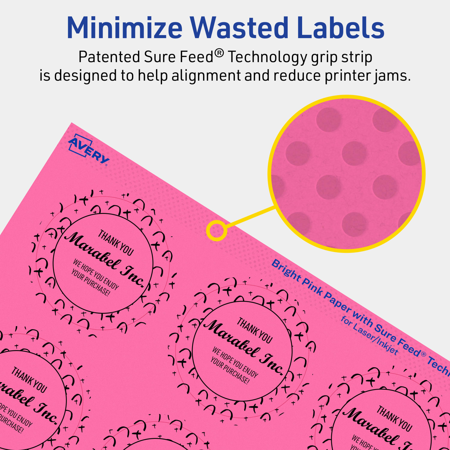 Avery Print-To-The-Edge Labels With Sure Feed Technology And Easy Peel Label Feature, 94501-BPP80, Round, 2in, Matte Bright Pink, Pack of 960 - Image 5