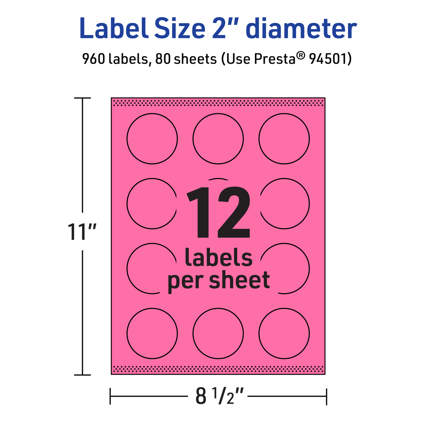 Avery Print-To-The-Edge Labels With Sure Feed Technology And Easy Peel Label Feature, 94501-BPP80, Round, 2in, Matte Bright Pink, Pack of 960 - Image 6